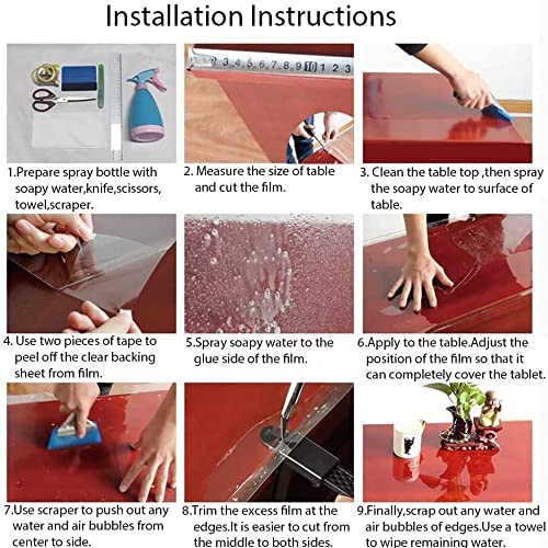 Self-Adhesive Clear Table Protective Film - Heat Resistant & Waterproof Dining Table Cover for Kitchen, Countertop, Wood Tables (24x48 Inch) - Perfect for Family Meals, Parties & Daily Protection