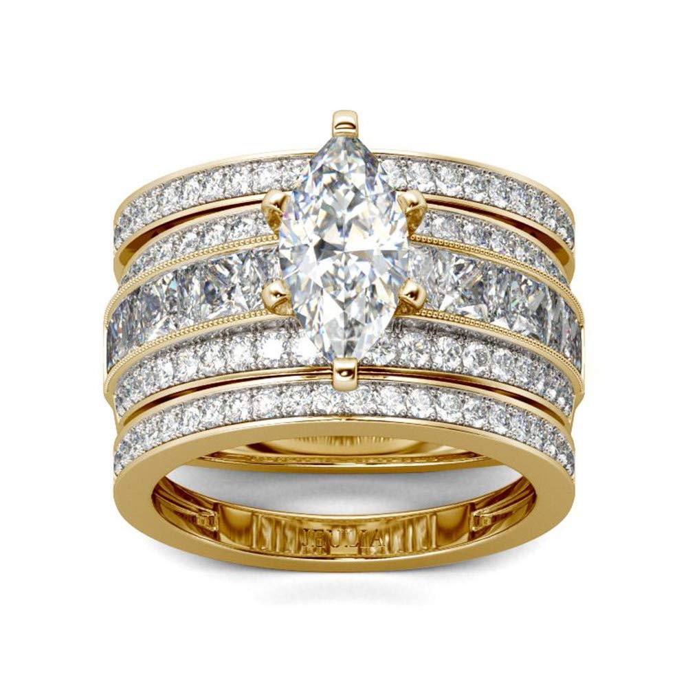2 Carat Marquise Cut Cubic Zirconia Wedding Ring Set for Women - Sterling Silver 3PC Bridal Set with Oval Solitaire Engagement & Anniversary Promise Rings (Includes Jewelry Box) - Perfect for Proposals, Weddings, Anniversaries & Special Occasions