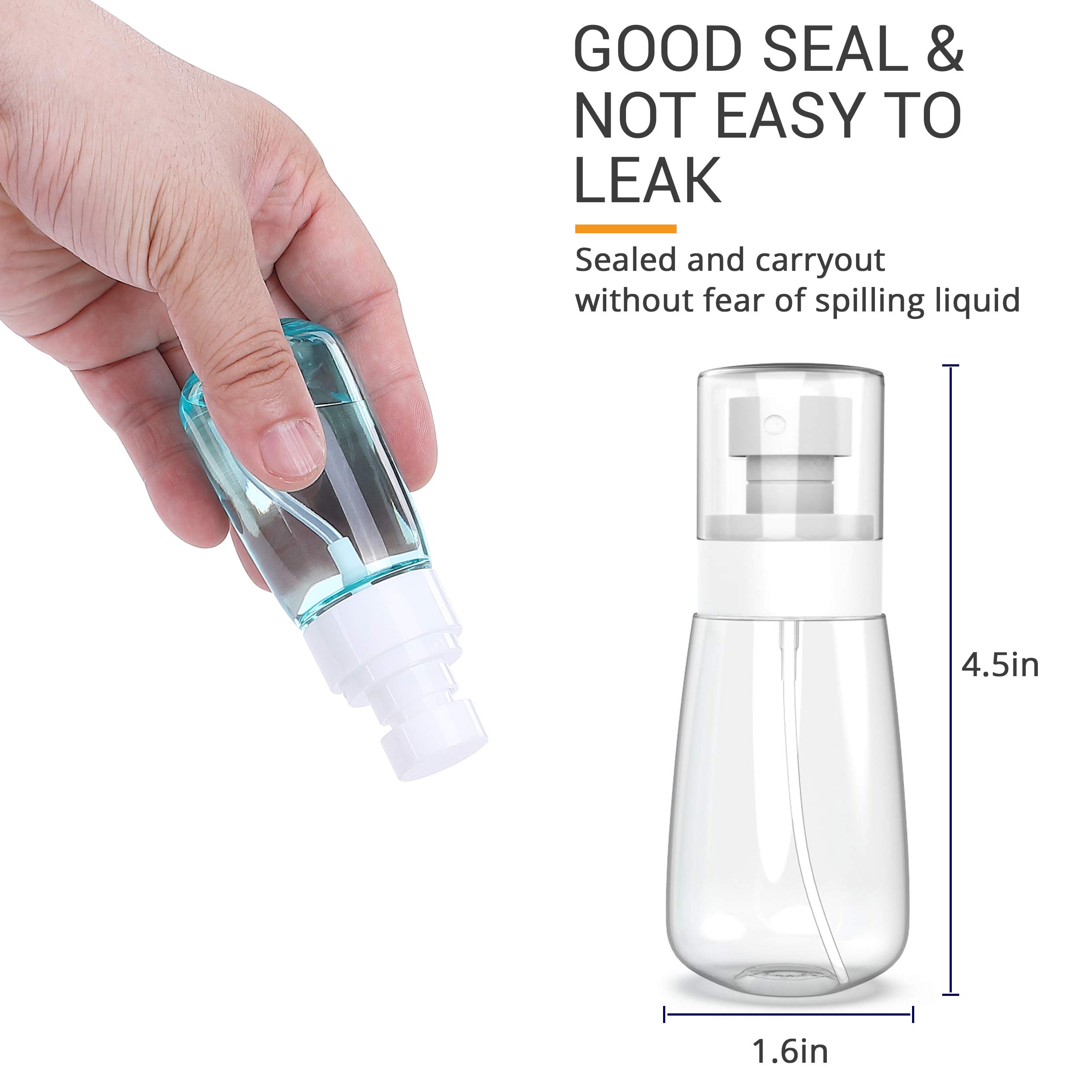 Relanor 2-Pack Small Travel Spray Bottles 2oz/60ml - PETG Leak-Proof Mist Sprayer for Toner, Face & Hair - Clear Portable Cosmetic Containers | Perfect for Skincare, Haircare & Travel Essentials