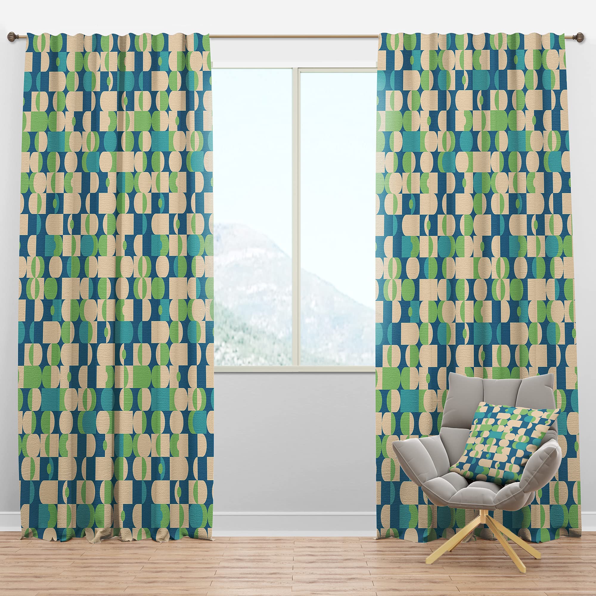 DesignQ Blackout Curtains Retro Abstract Pattern - Thermal Insulated Single Panel 52x108 - Perfect for Bedroom & Living Room Window Treatments
