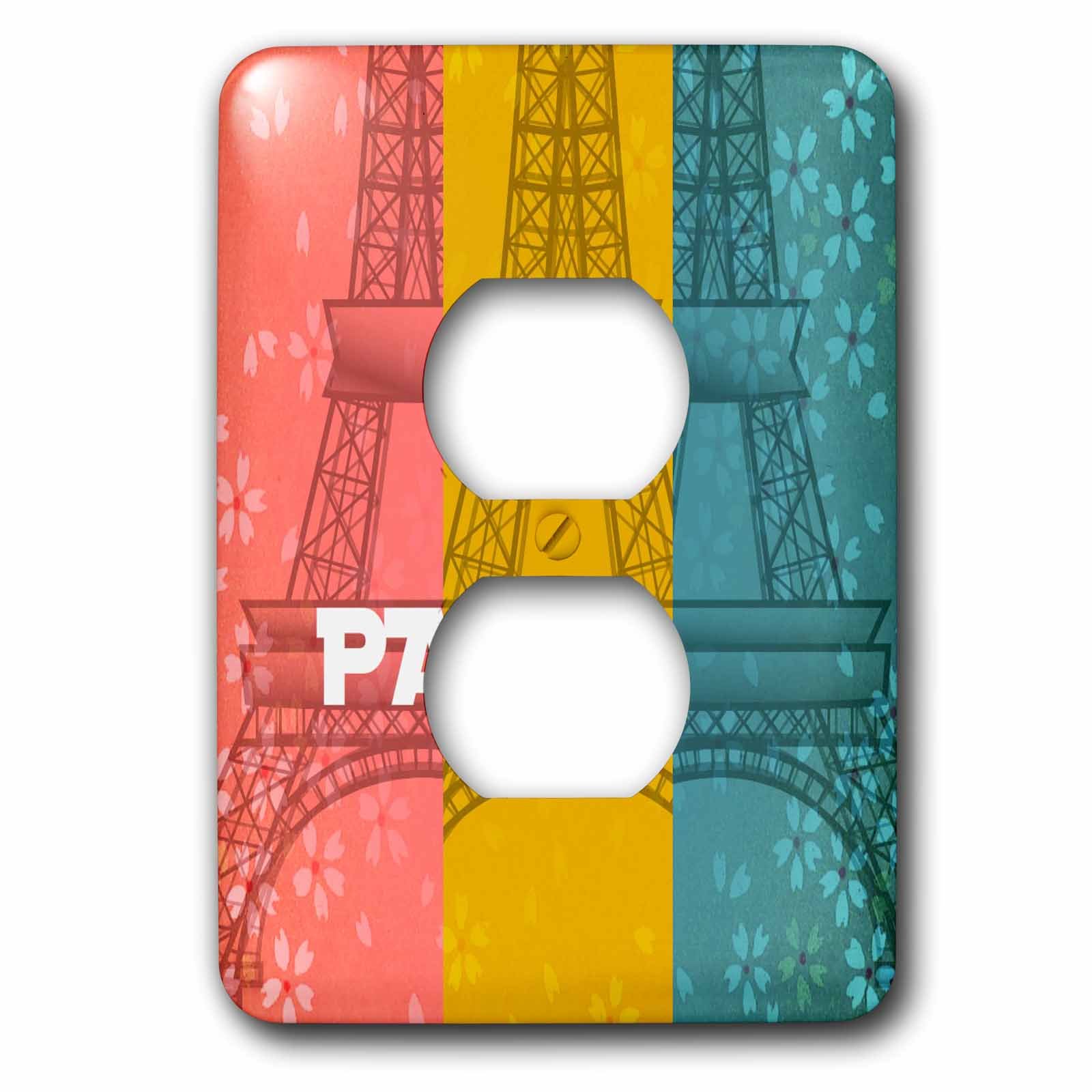 3D Rose PS Creations - Paris in Spring Floral Romantic France City Art Wall Plate - 2 Plug Outlet Cover (lsp_54450_6) - Perfect for Home Decor, Living Room, Bedroom & Office Aesthetic Upgrade