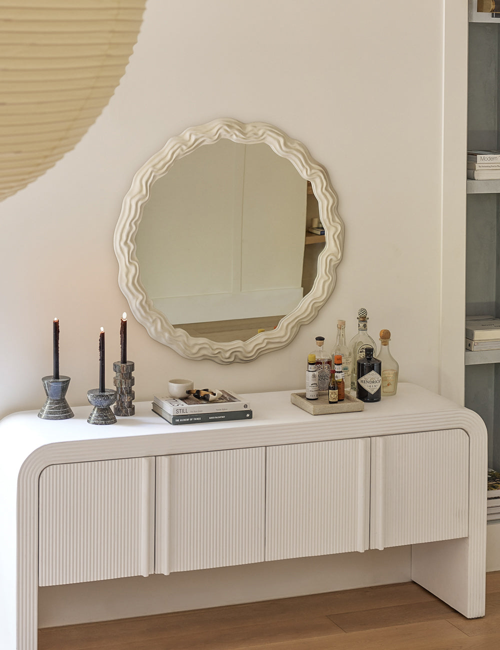 Anastasia Round Mirror by Sarah Sherman Samuel - Modern Decorative Wall Mirror for Living Room, Bedroom & Bathroom - Stylish Home Decor Accent for Any Space