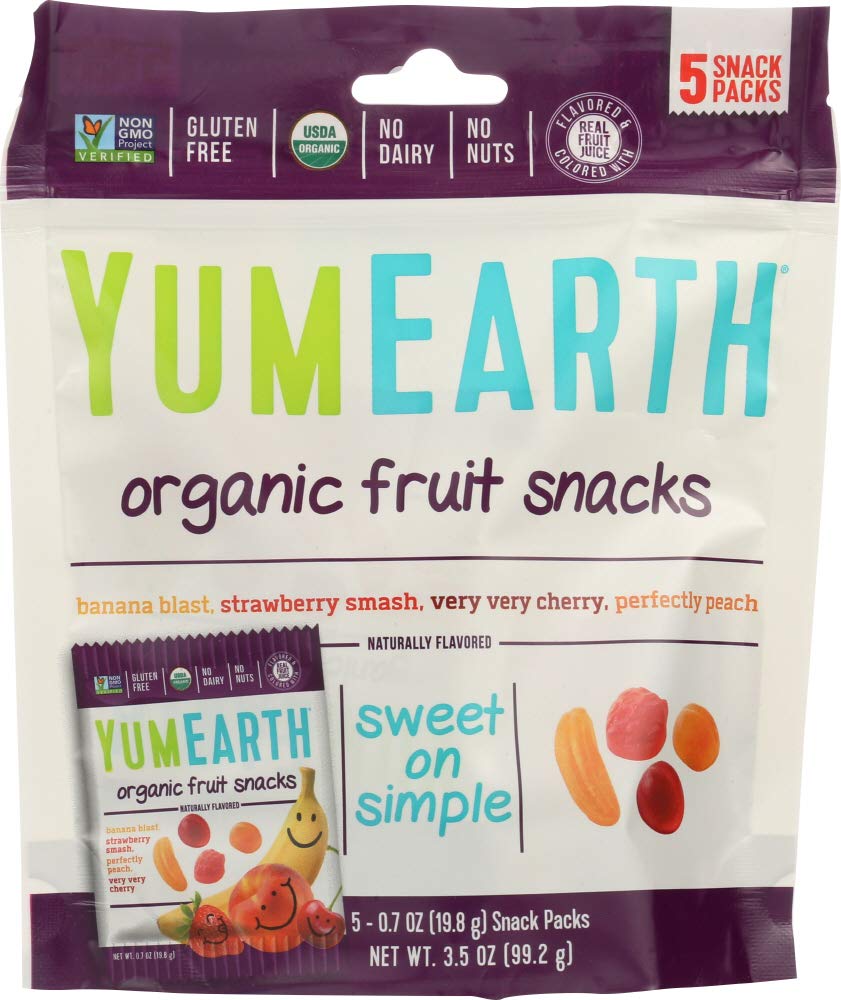 Yummyearth Organic Fruit Snacks - 5 Count Packs, 3.5 Oz (Pack of 12) | Healthy Vegan Gummy Candy for Kids & Adults | Perfect for Lunchboxes, School Snacks & On-the-Go Treats