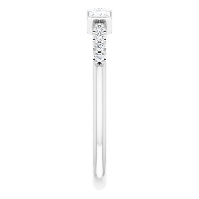 0.38 Carat Princess & Round Cut Diamond Wedding Band - Elegant Stackable Ring for Bridal, Anniversary & Everyday Wear