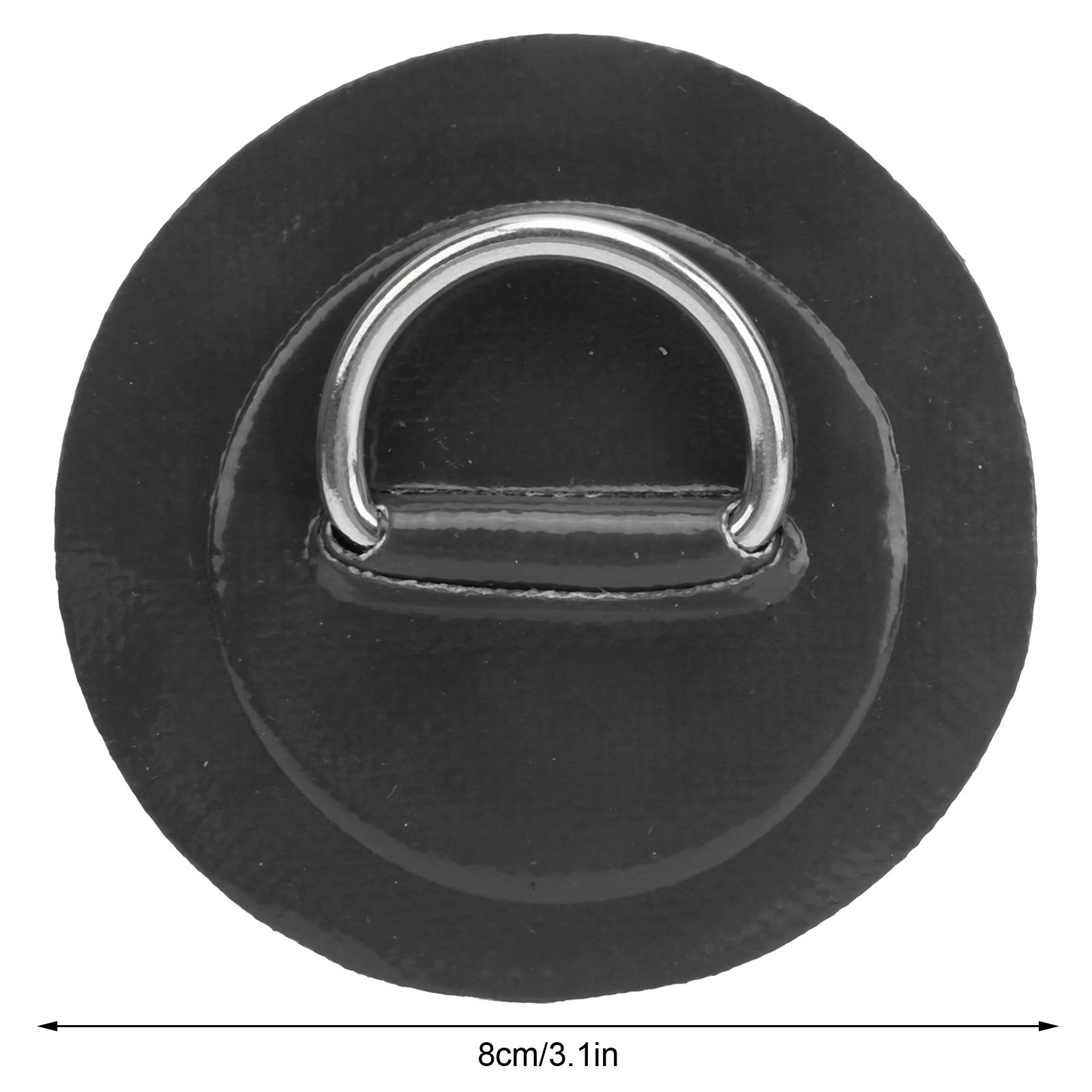 SUNGOOYUE 2-Pack Inflatable Boat D-Ring Patch - Heavy Duty PVC Marine Stainless Steel Buckle for Kayak, Raft, Dinghy - Perfect for Boat Repair & Watercraft Accessories (Black)