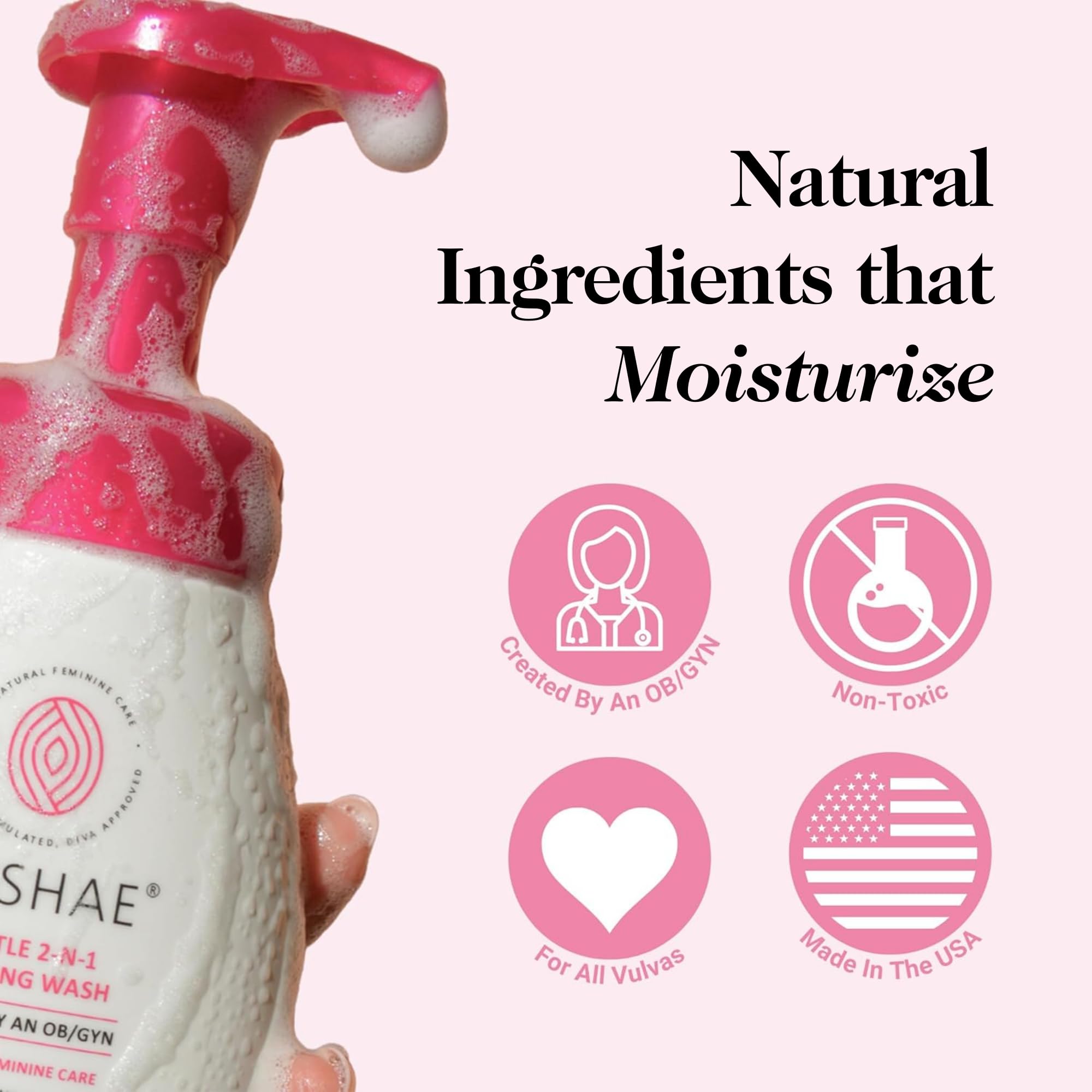 Kushae Gentle 2-in-1 Foaming Feminine Wash | pH Balanced Intimate Cleanser for Sensitive Skin | Fragrance-Free & Hypoallergenic Daily Use | 8.3 oz | Perfect for Post-Workout Refreshment & Travel Hygiene