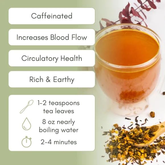Organic Circulation Support Loose Leaf Tea - 2oz Bag (Approx. 30 Servings) | Herbal Tea for Blood Flow & Detox | Full Leaf Tea Co. | Perfect for Relaxation & Wellness Routine