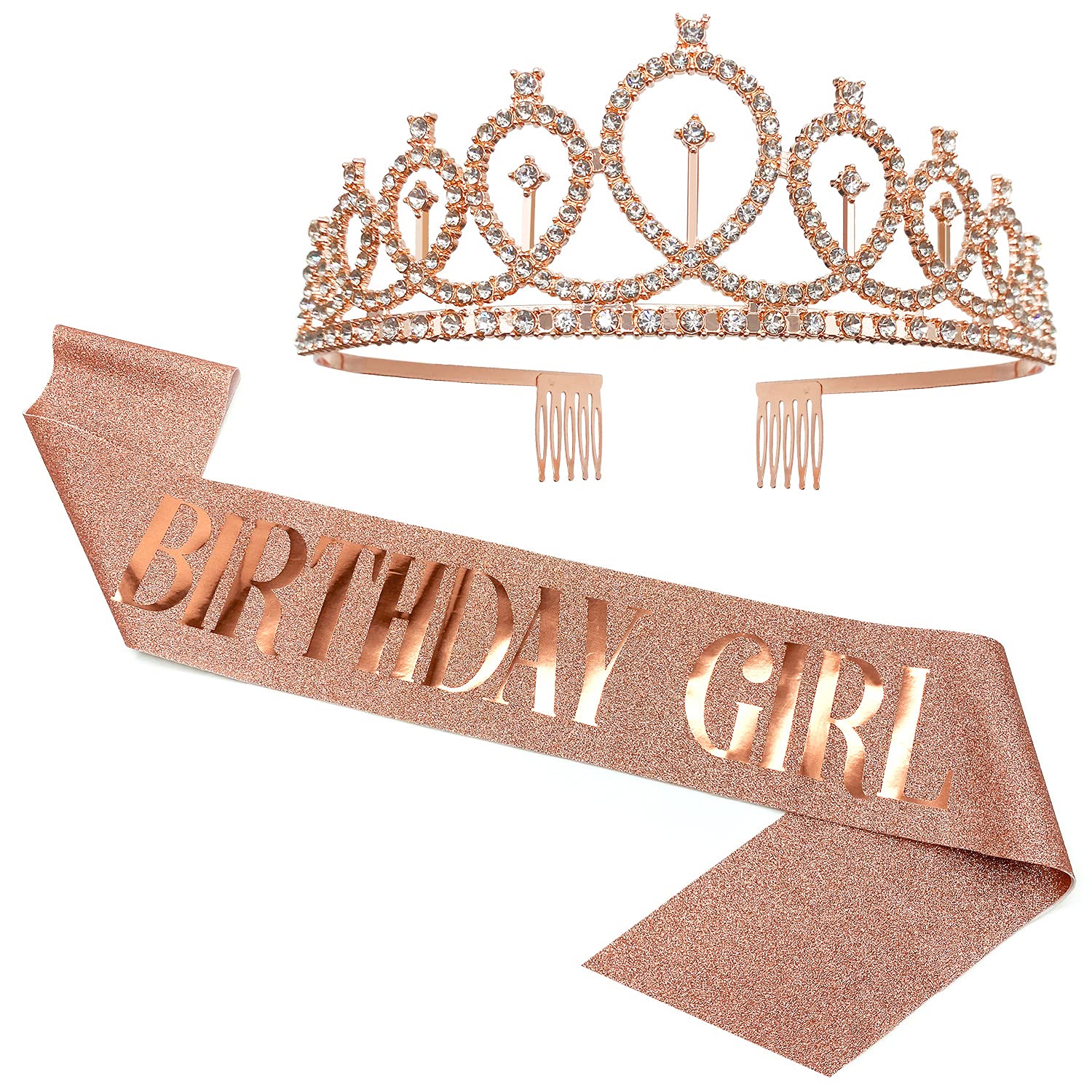 Elegant Birthday Crowns & Tiaras for Women - Glittering Birthday Sash for Parties, Bachelorette & Special Occasions | Perfect for Birthday Celebrations, Bridal Showers & Girls' Night Out