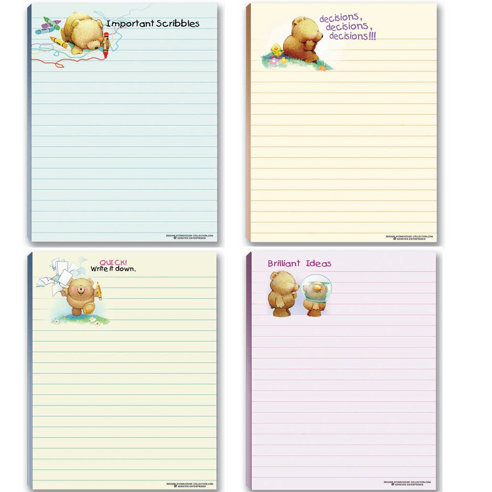 Adorable 4-Pack Assorted Notepads - Cute & Humorous Design for Office, School, or Home Use - Perfect for Notes, To-Do Lists & Gifts