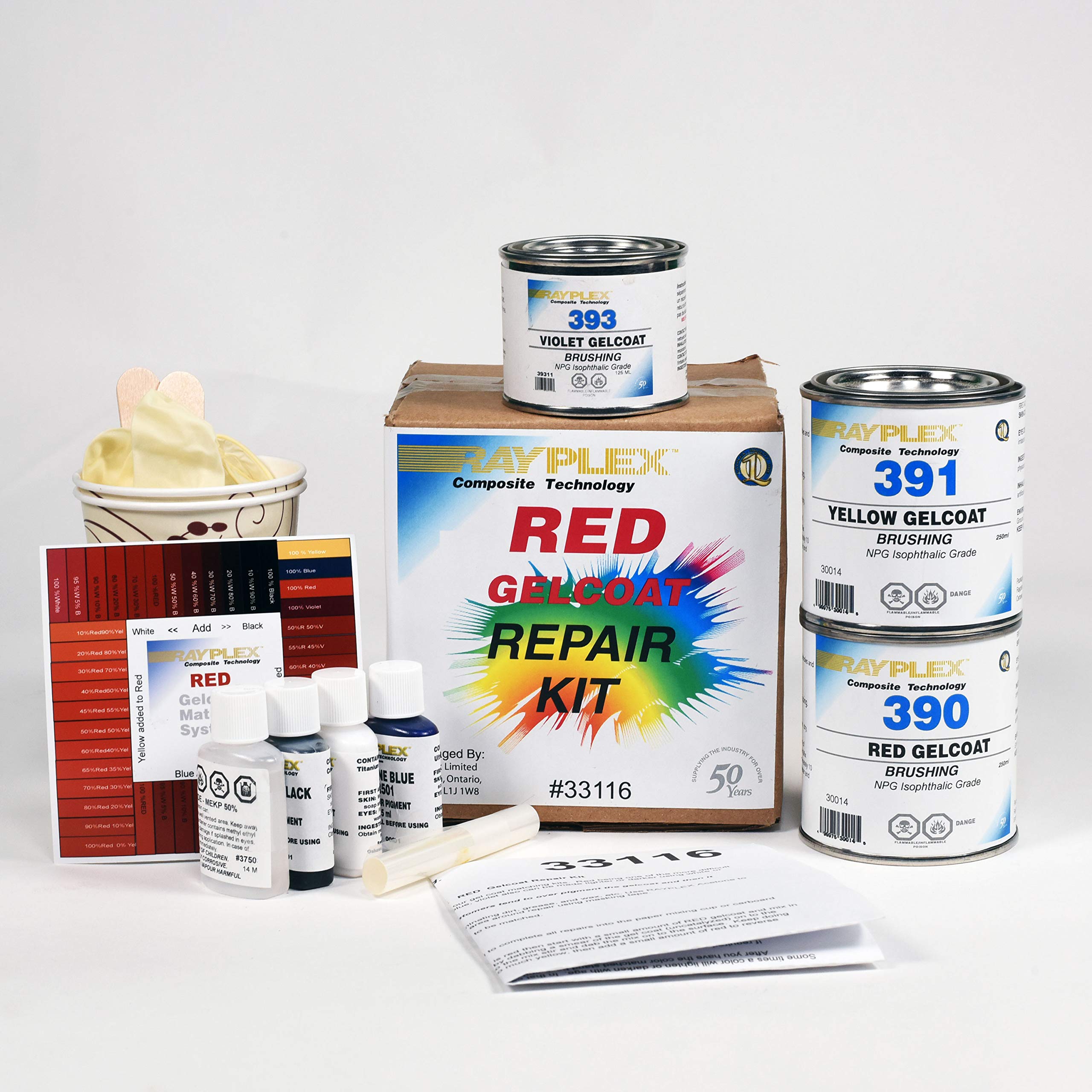 Red Gelcoat Repair Kit for Boats & RVs - Professional Fiberglass Repair Solution for Scratches, Cracks & Chips | Waterproof & UV Resistant