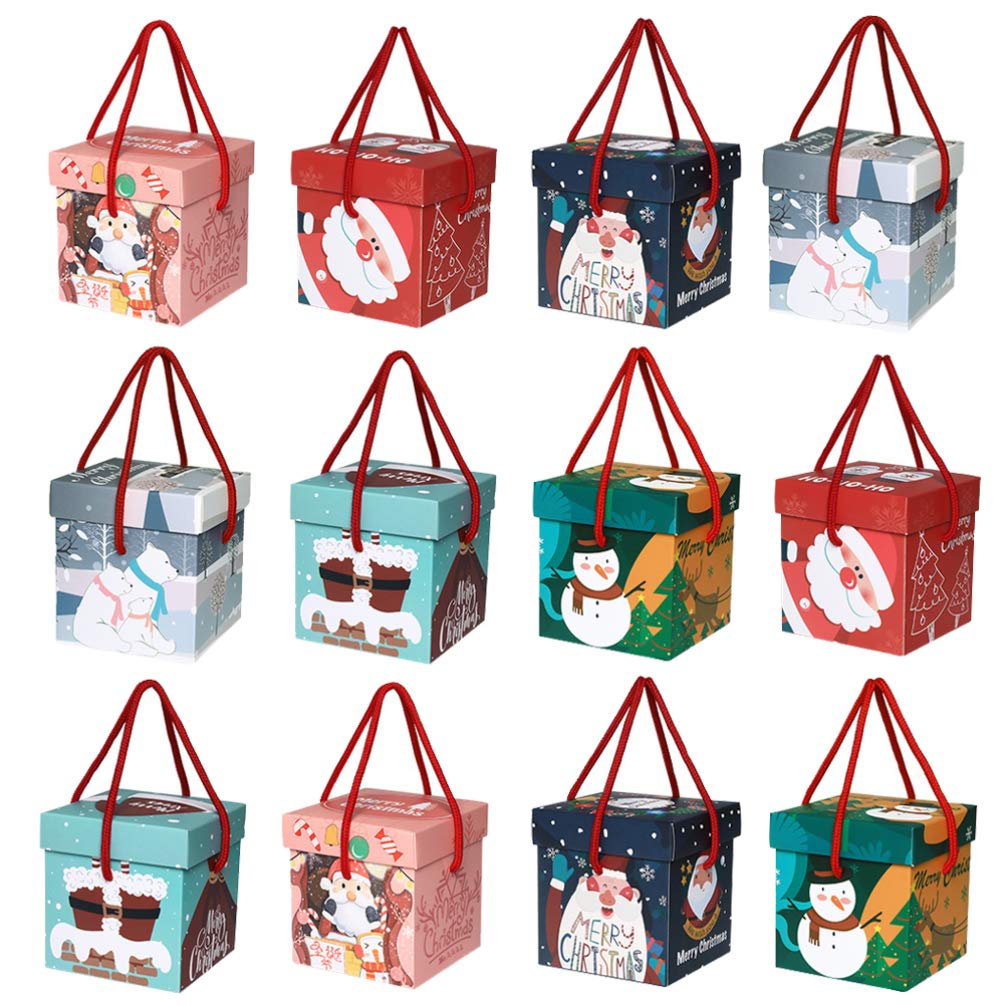 KESYOO 12pcs Christmas Treat Boxes - Printed Holiday Candy Gift Boxes for Xmas Party Favors, Cookie & Chocolate Packaging | Perfect for Christmas Parties, Gift Exchanges & Holiday Treats