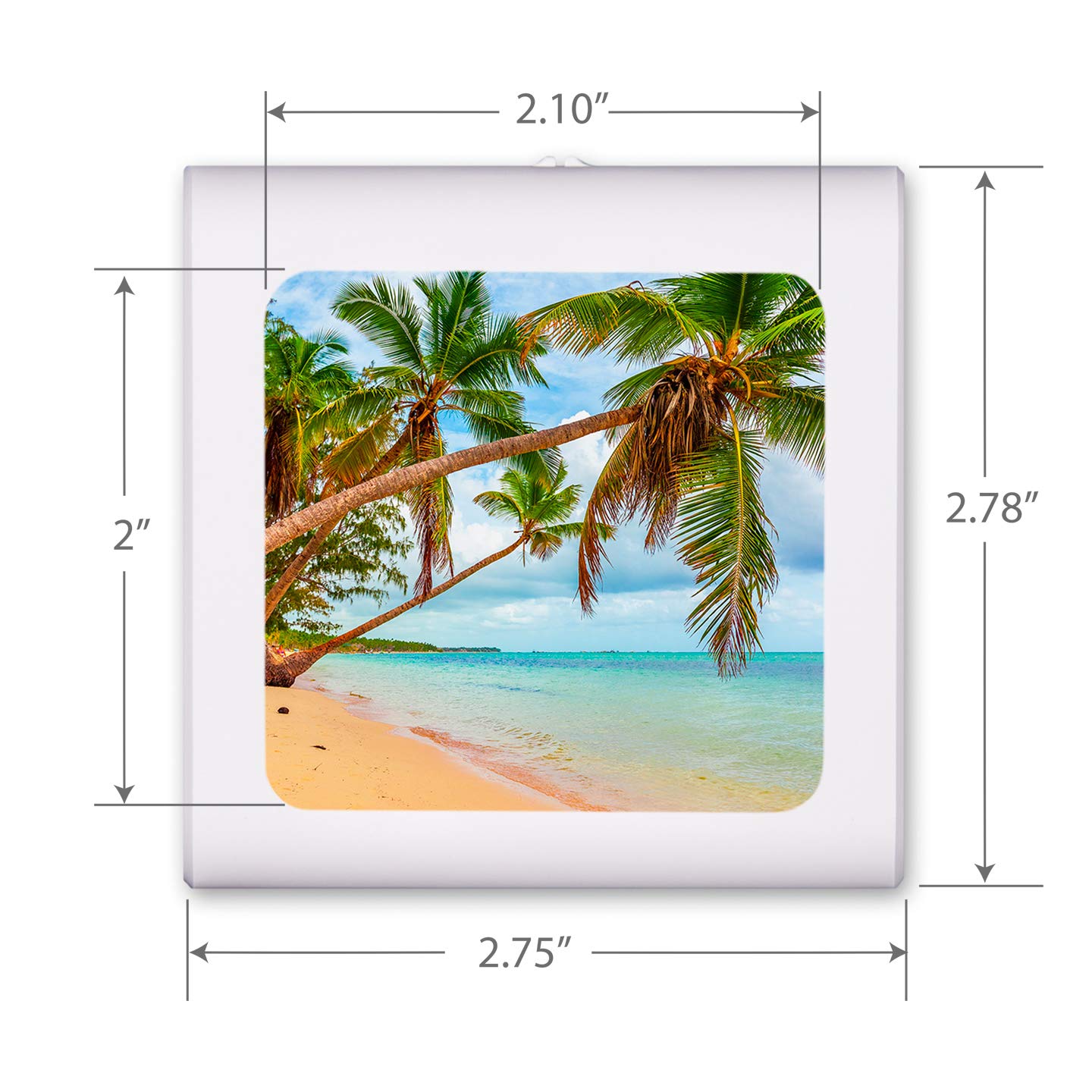 Dimmable LED Night Light with Auto On/Off Sensor - Adjustable Brightness & Warm White Light for Bathroom, Hallway, Nursery, Bedroom - Beach Palm Tree Design - Perfect for Nighttime Safety & Relaxing Ambiance