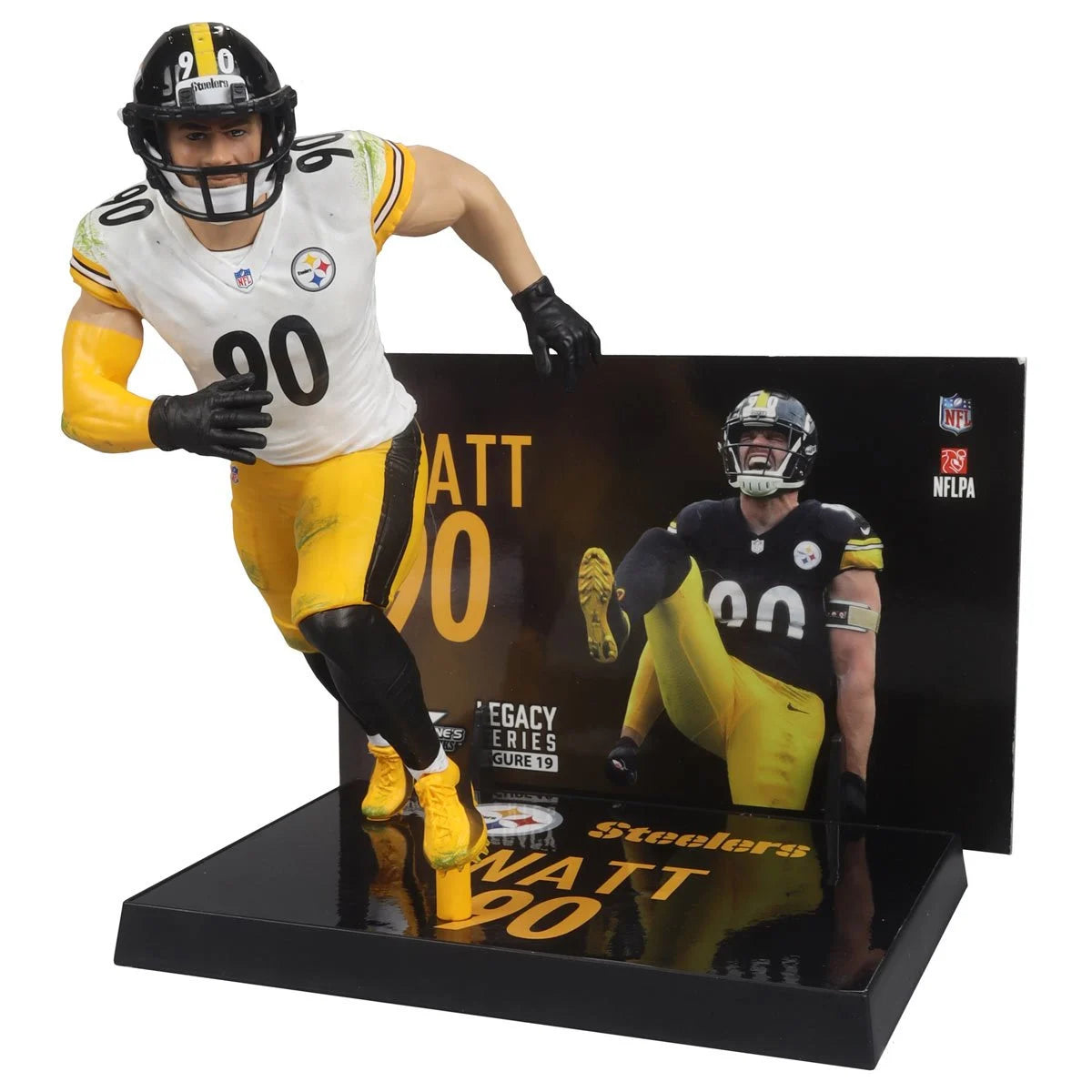 TJ Watt Pittsburgh Steelers NFL 2024 Platinum Chase White Jersey Posed Figure - Collectible Sports Memorabilia for Fans & Game Room Decor