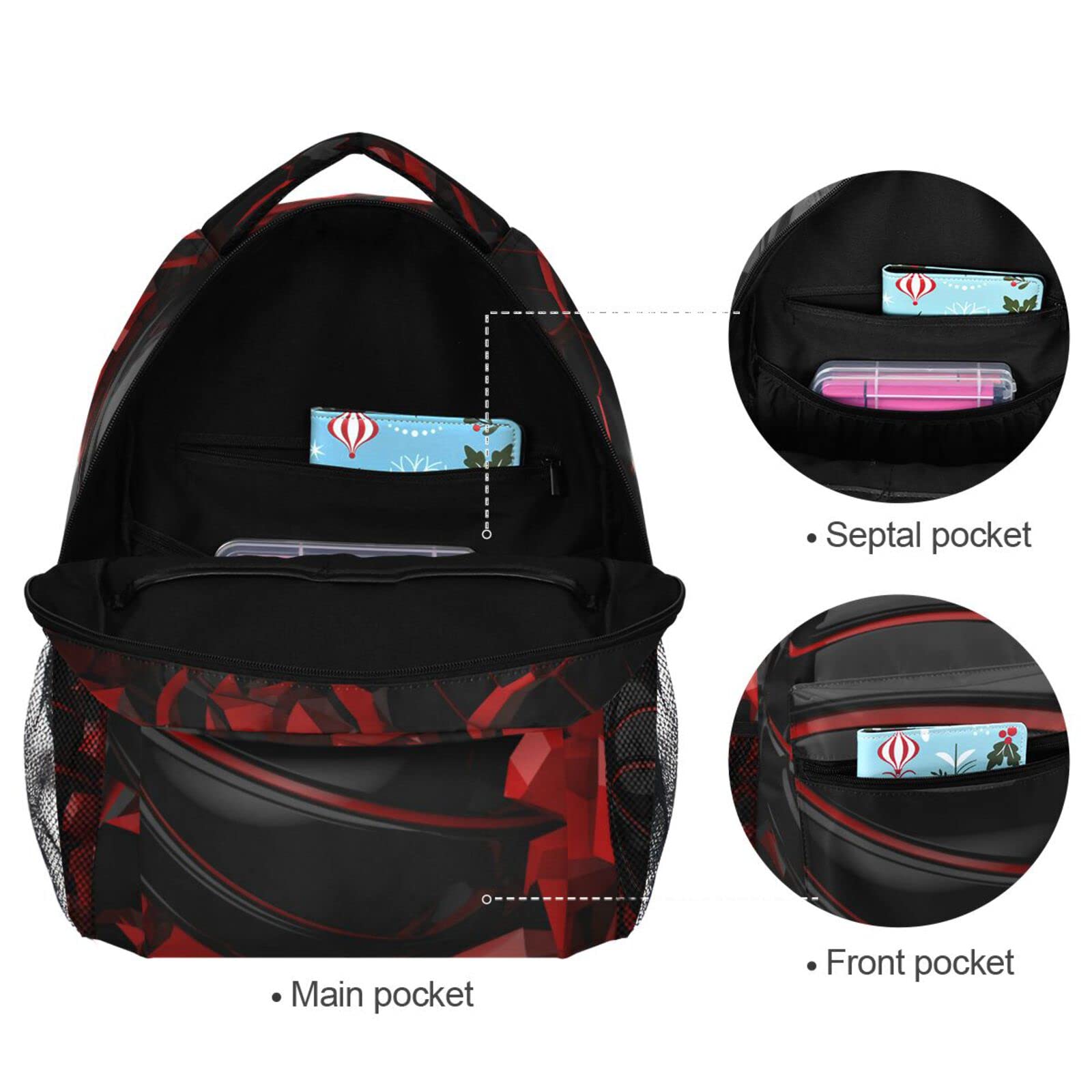 Red and Black Basketball Backpack for Boys & Girls - Durable School Bookbag for Kids, Elementary Students, Travel & Daypack - Perfect for School, Sports, and Outdoor Adventures