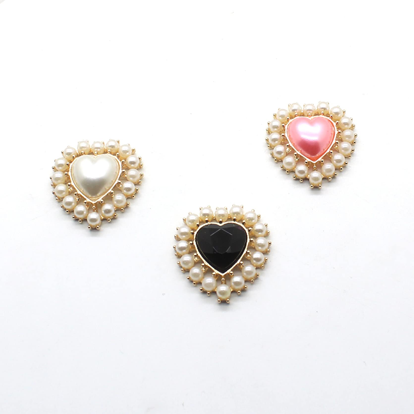 10pcs Heart Pearl Alloy Buttons for Clothing DIY, Women's Hair Accessories & Wedding Decor - Perfect for Crafts, Sewing Projects, Bridal Jewelry and Party Decorations