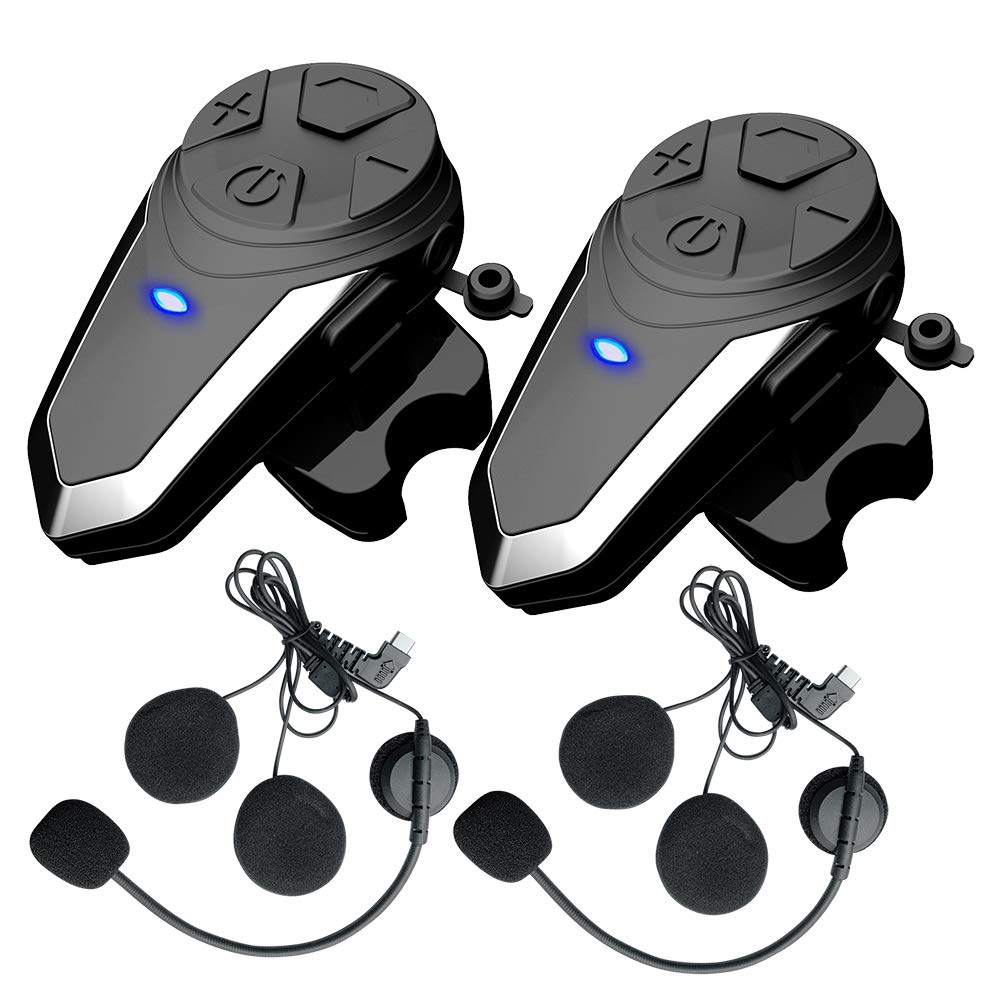 QSPORTPEAK 2X BT-S3 Motorcycle Bluetooth Intercom Headset - 2 Pack, Wireless Helmet Communication System with Noise Cancelling Mic for Riding, Skiing, Snowmobiling & Outdoor Adventures