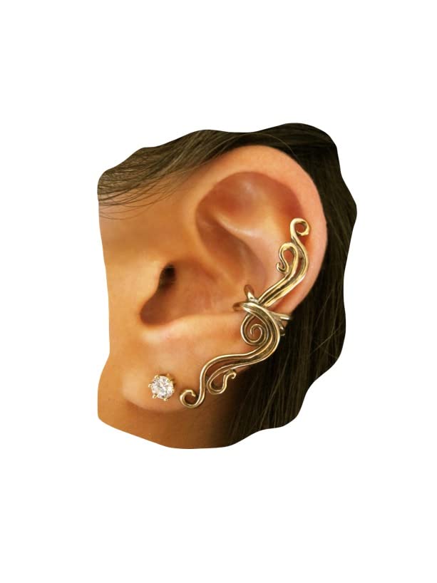 Minimalist Bronze Swirl Ear Cuff - Non-Pierced French Twist Ear Wrap Wave Jewelry for Women | Perfect Bridesmaid Gift & Boho Wedding Accessory for Parties, Date Night & Special Occasions
