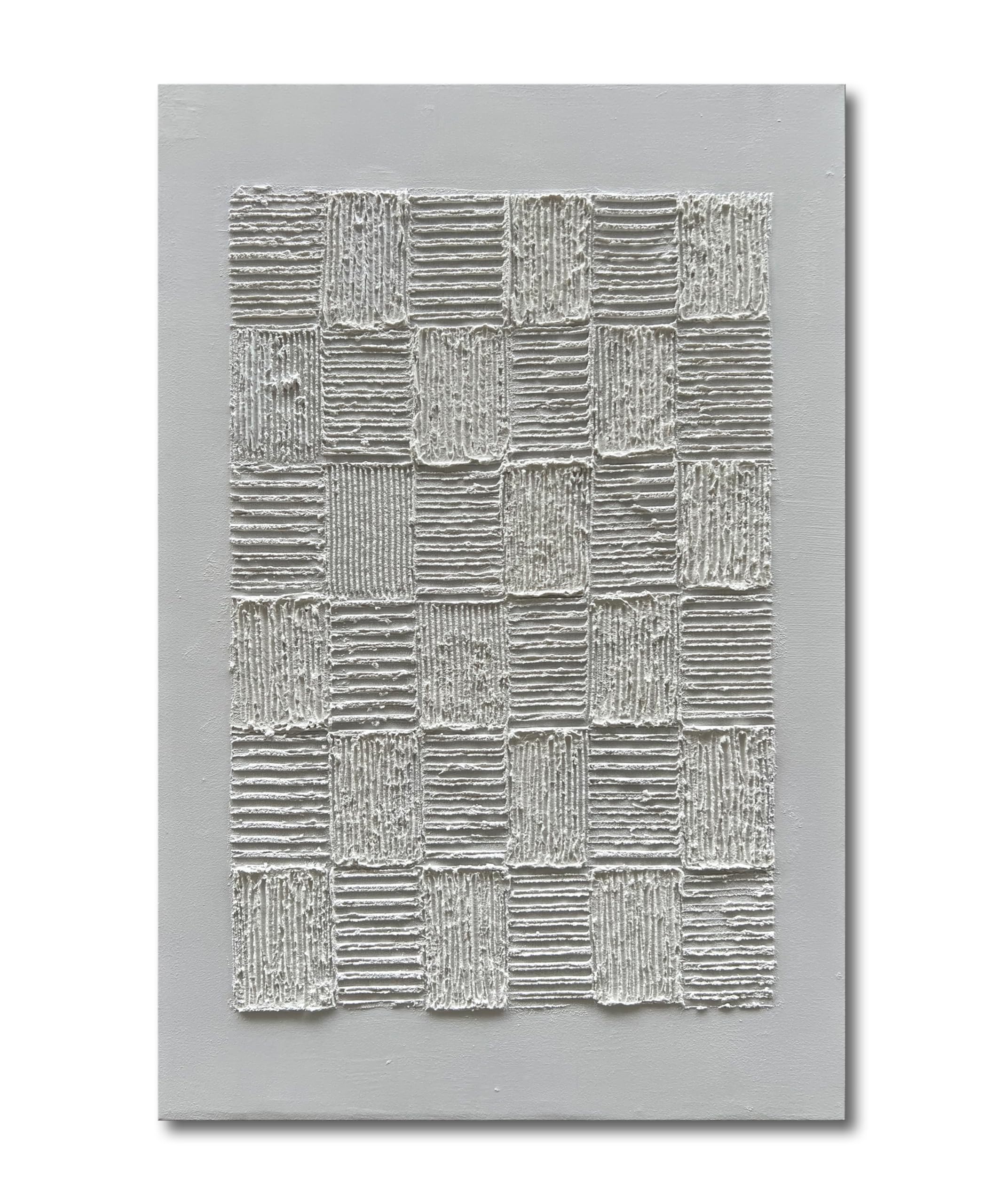 Hand-Painted White Texture Abstract Oil Painting - Contemporary Minimalist Wall Art for Living Room & Bedroom Decor - 45x30 Inch Canvas Home Decoration