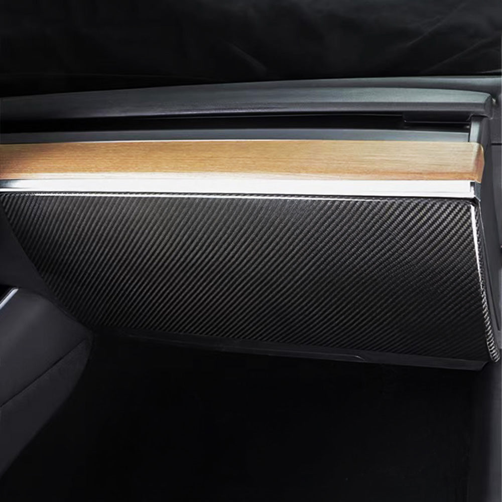Premium Real Carbon Fiber Glove Box Cover for Tesla Model 3 & Model Y - Luxury Interior Upgrade Accessory | Enhances Dashboard Style & Protects from Scratches