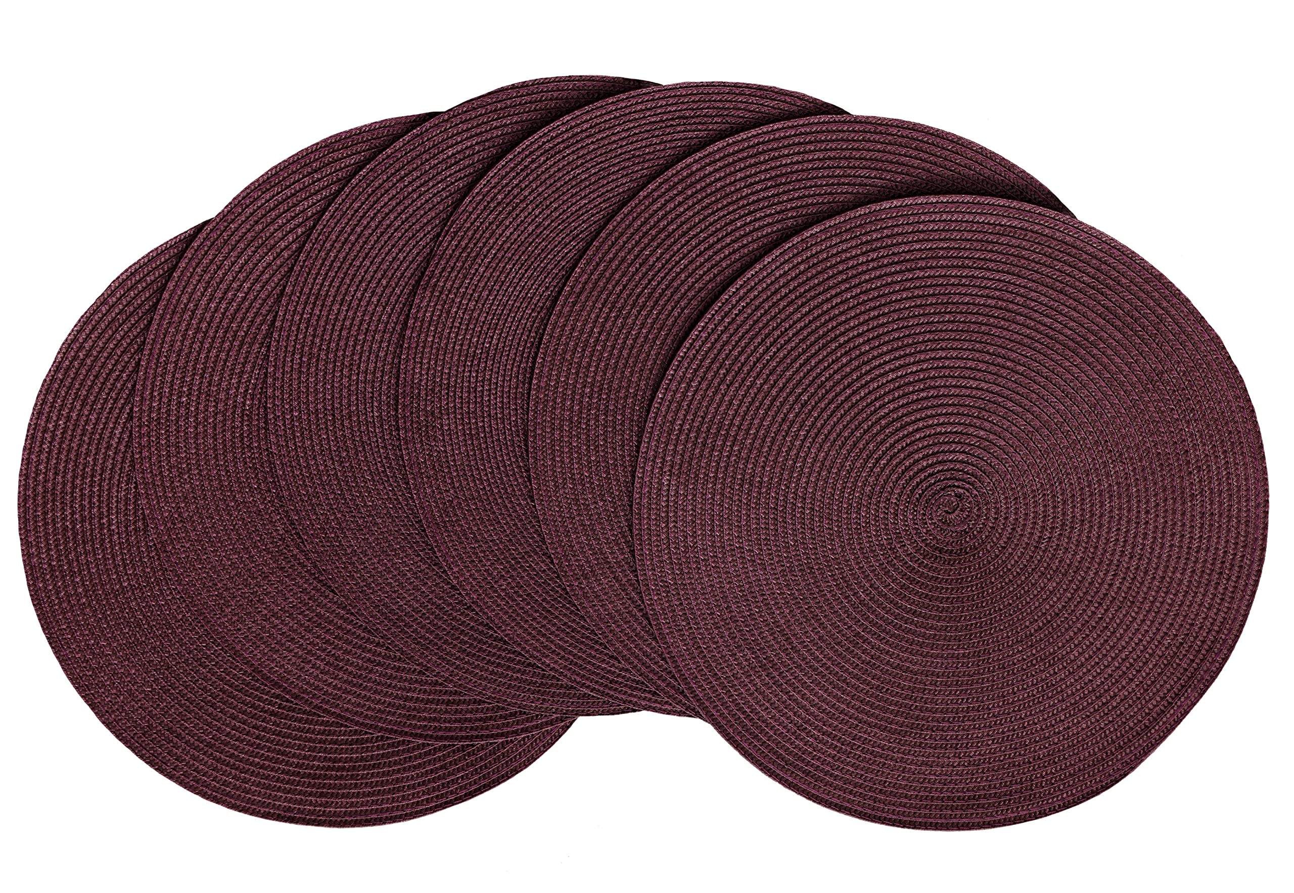 HODJOY Round Woven Placemats Set of 6 - 15 Inch Non-Slip Washable Table Mats for Dining, Kitchen, Thanksgiving & Holiday Decor (Purple) - Perfect for Everyday Meals, Dinner Parties & Festive Gatherings