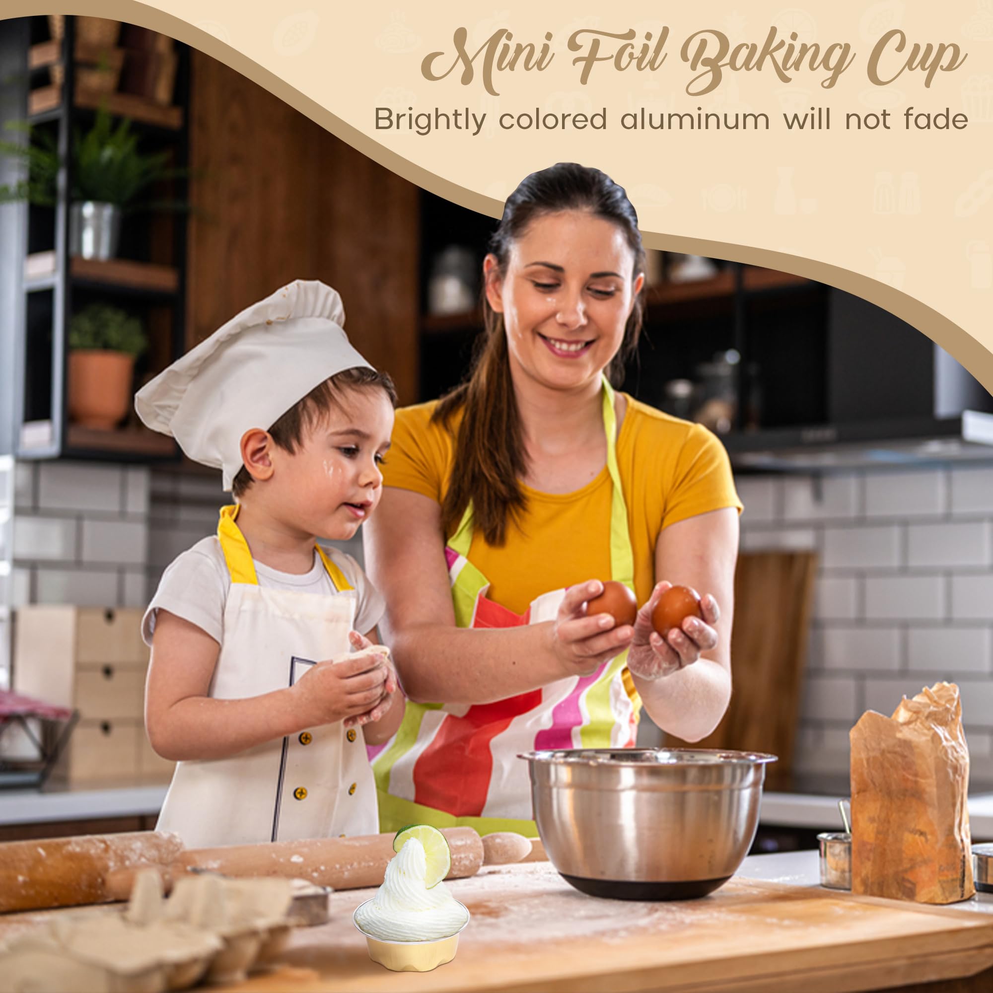 KitchenDance 2 oz Disposable Aluminum Foil Baking Cups - 1000 Gold Mini Dessert Cups for Creme Brulee, Flan, Cupcakes & Chocolates - Perfect for Parties, Catering & Home Baking