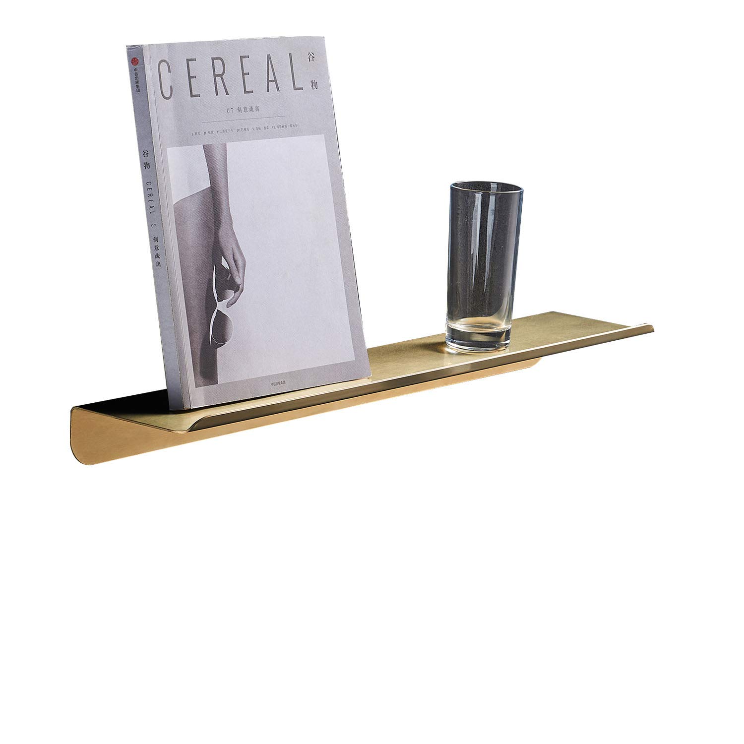 15.7 Inch Gold Metal Floating Shelf - Stainless Steel 304 Wall Mount Shelf for Bathroom Organization | Modern Home Decor & Storage Solution for Small Spaces, Living Room, Bedroom & Office