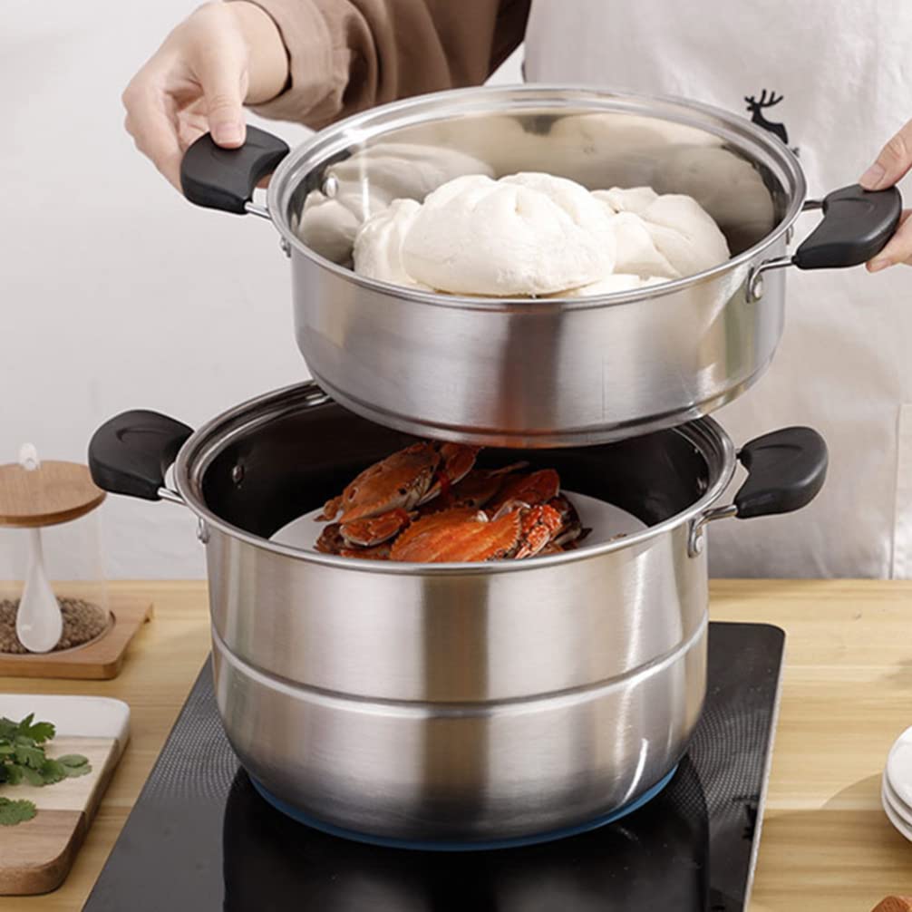 1pc Stainless Steel Soup Pot Steamer Pot - Multi-Functional Cooking Pot for Soup, Steaming & Food Prep | Durable Kitchen Cookware Stockpot | Perfect for Home Cooking, Meal Prep & Restaurant Use