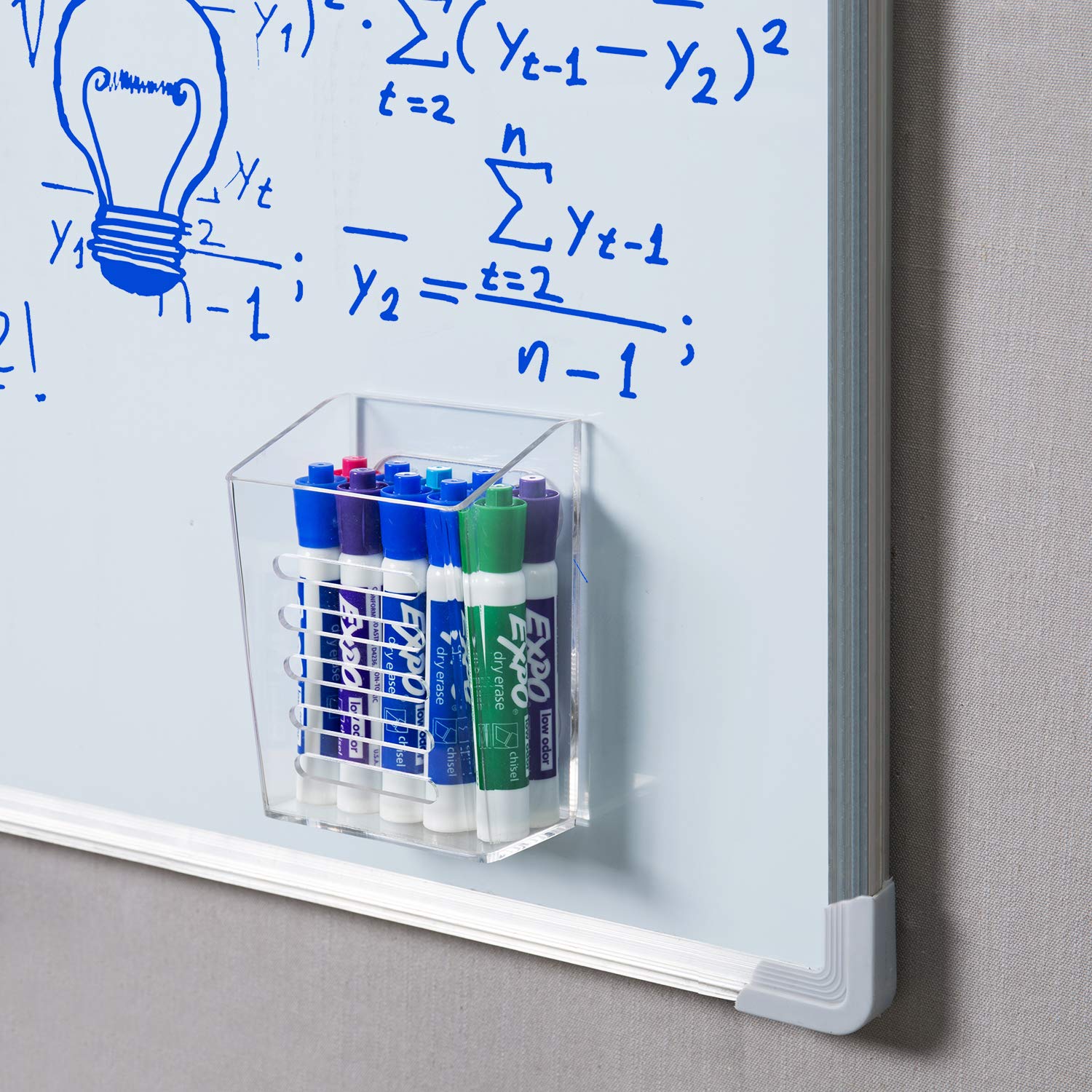 Premium Clear Acrylic Magnetic Dry Erase Marker Holder - Whiteboard Organizer for Office & Classroom - Wall-Mounted Storage Basket for Markers, Pens & Office Supplies