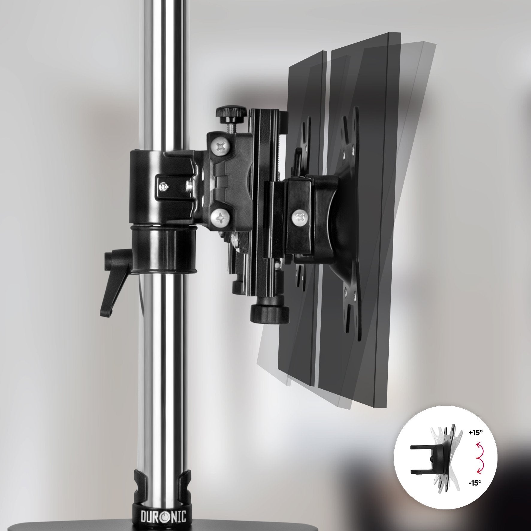 Duronic DM752 Dual Freestanding Monitor Arm Stand - Height Adjustable VESA 75/100 Mount for Two 15-24 Inch LED LCD Screens (8kg Capacity, 360° Rotation, ±15° Tilt) - Perfect for Home Office, Gaming Setup & Workspace Organization