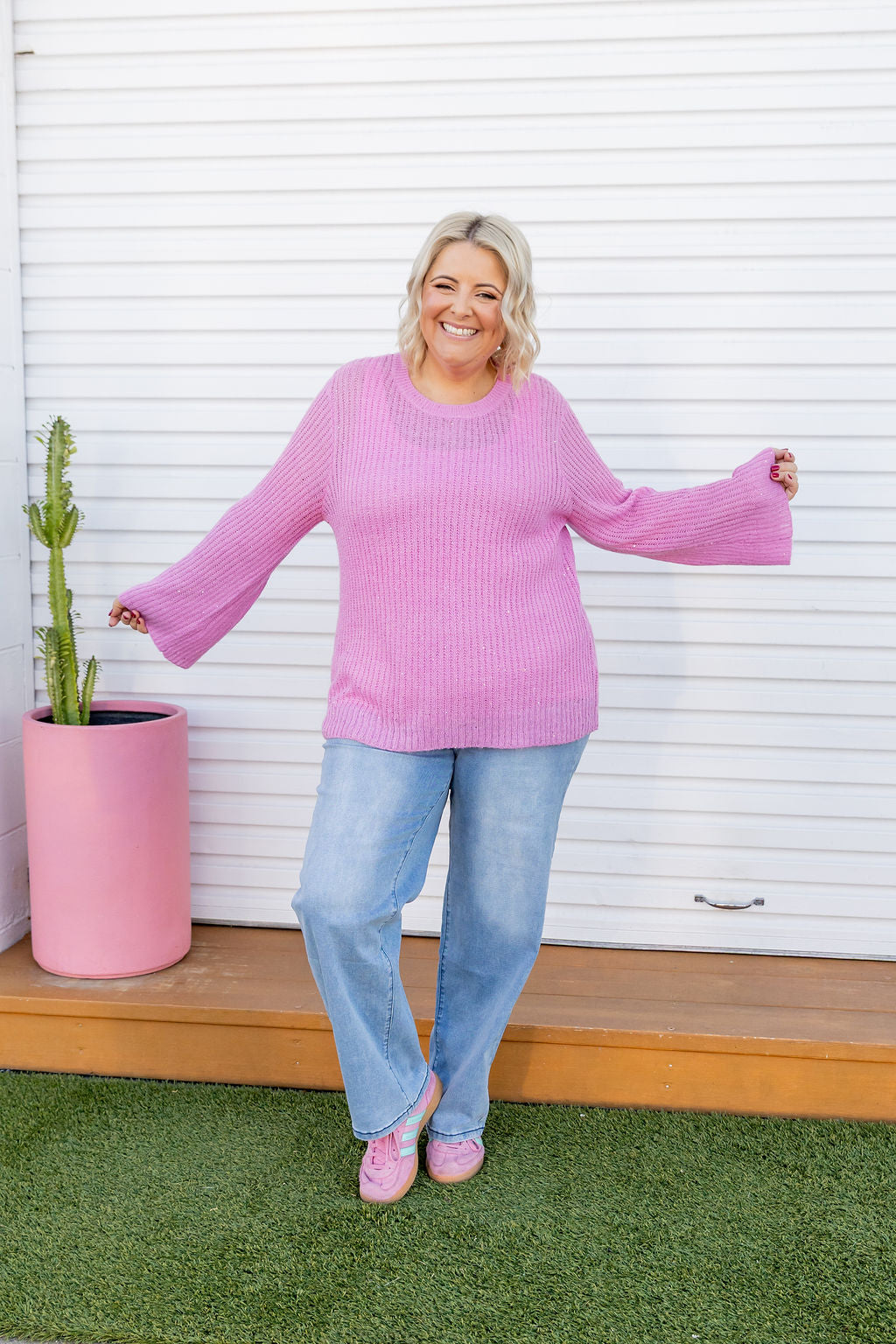 Regina Knit in Sherbet Sparkle - Women's Fashion Knitwear for Casual & Party Wear | Soft & Glittery Sweater for Date Nights & Holiday Outfits