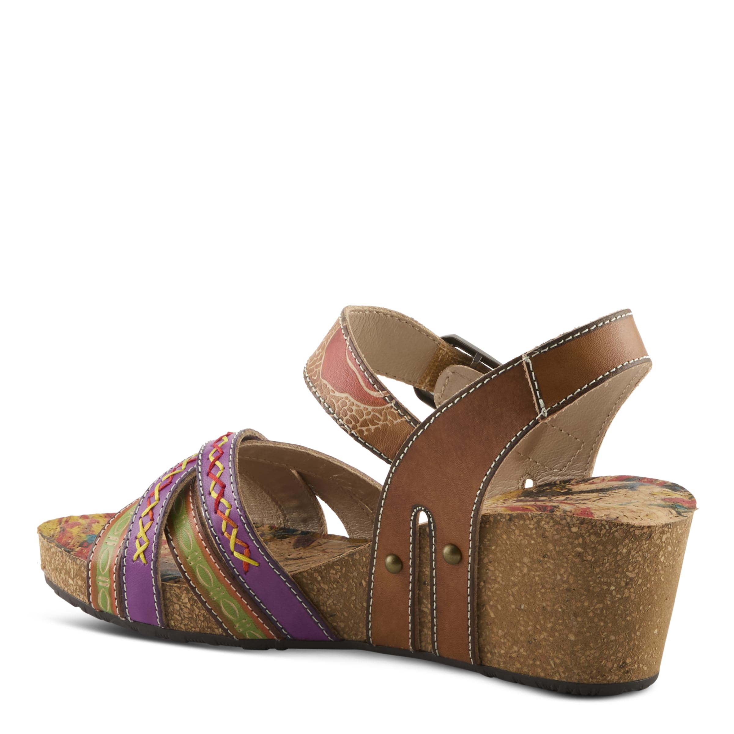 Spring Step L'Artiste Women's BOSQUET Hand-Painted Wedge Sandals - Comfortable Artistic Summer Shoes for Women | Perfect for Beach, Vacation & Boho Fashion Outfits