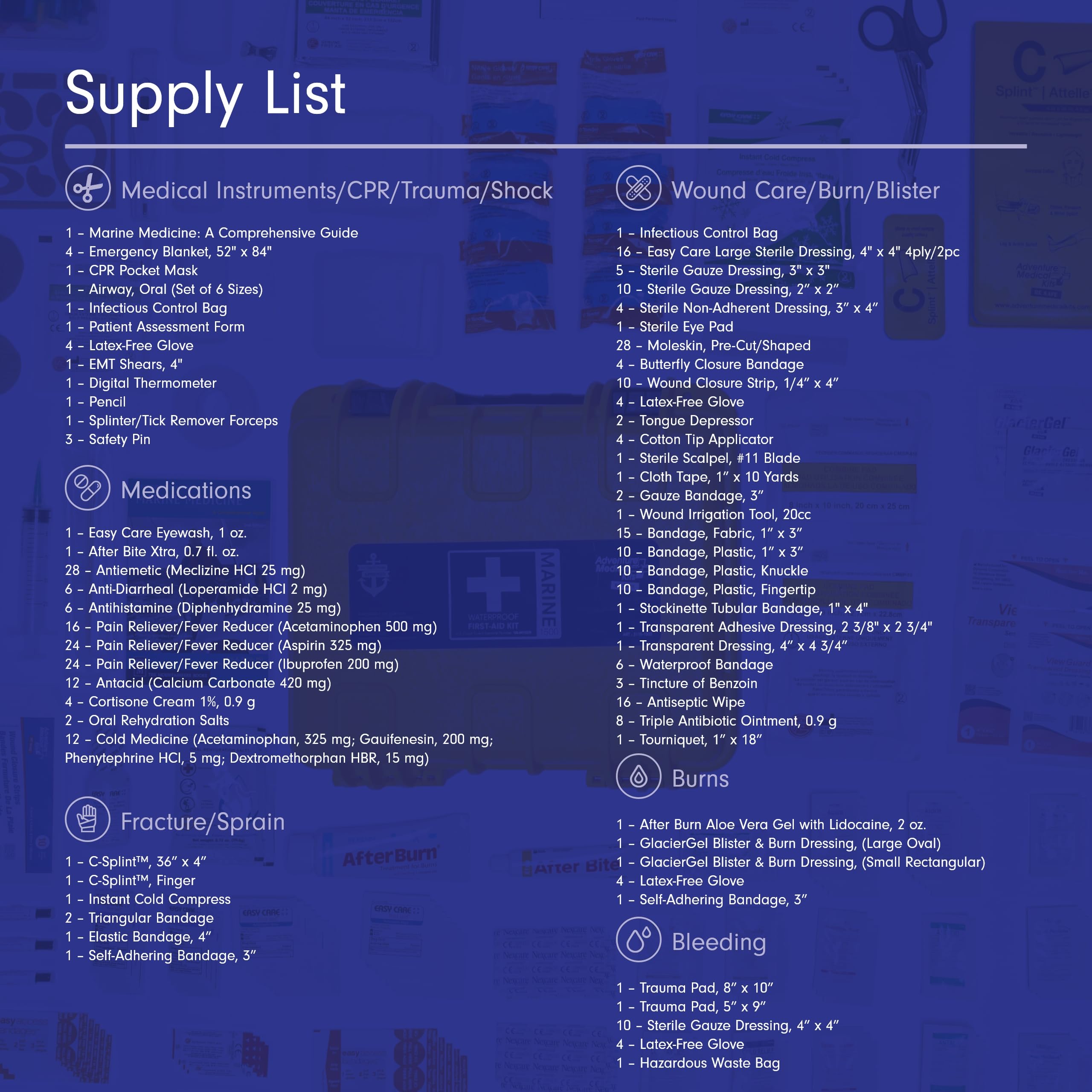 Adventure Medical Kits Marine Series 1500 First Aid Kit - Emergency Boat Medical Supplies for Small Crews | Includes Bandages, Medications, Guide Book & More | Perfect for Boating, Fishing & Marine Adventures