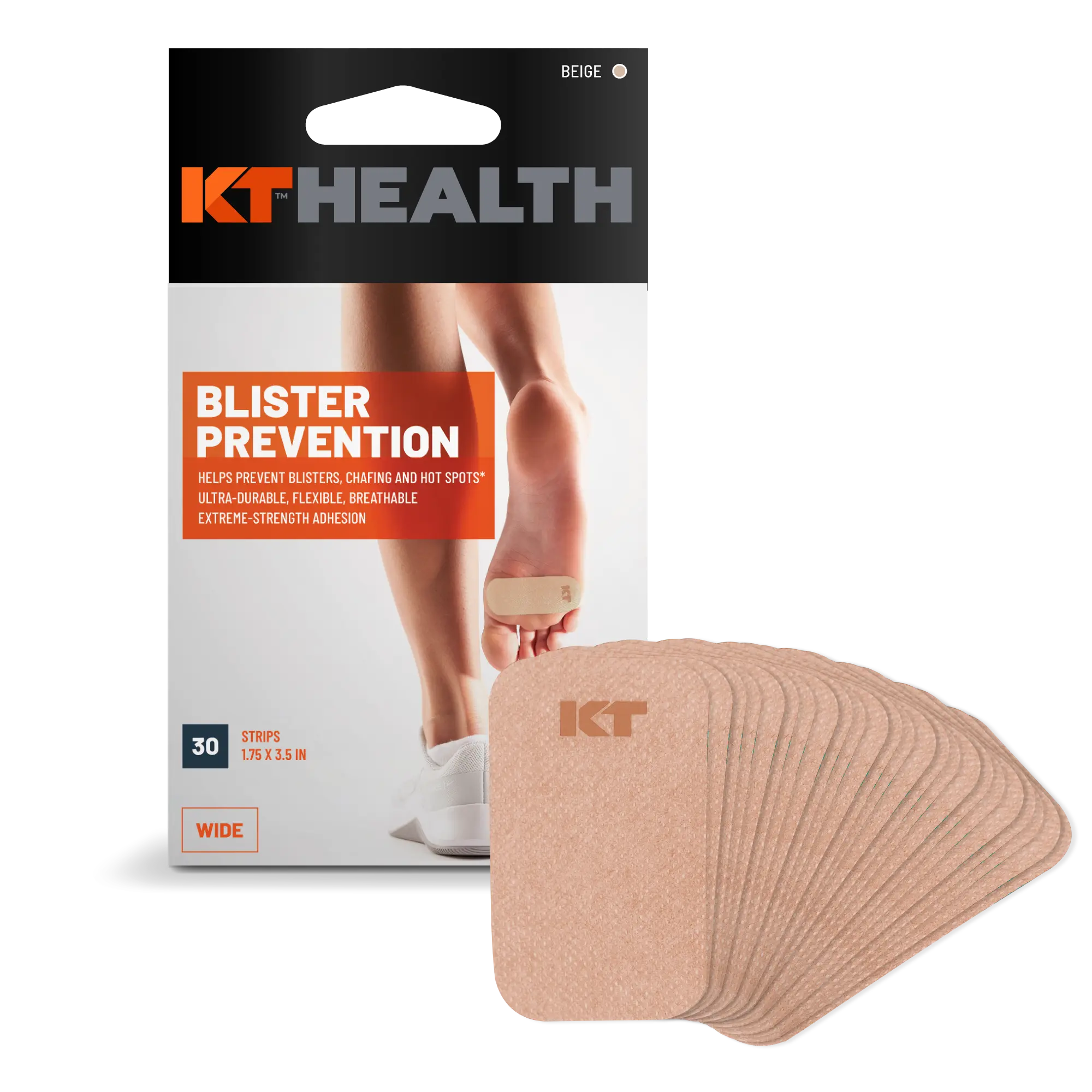 KT Health Blister Prevention Tape - Breathable & Waterproof Foot Protection for Running, Hiking & Sports - Prevents Blisters & Chafing on Heels & Toes