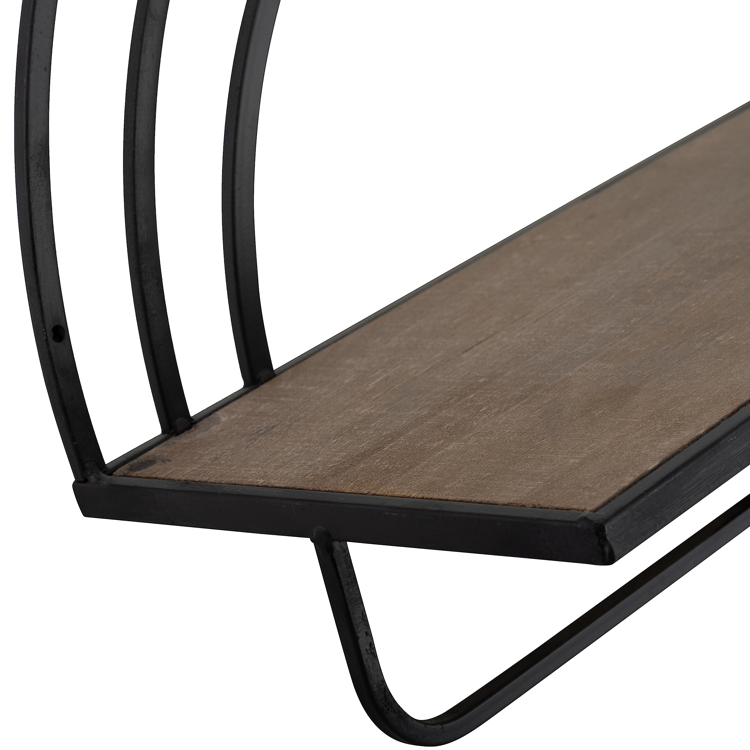 2 Pack Metal Rainbow Wall Shelves - Rustic Brown/Black Iron & Plywood Floating Shelves for Home Decor - Perfect for Living Room, Bedroom, or Bathroom Storage & Display