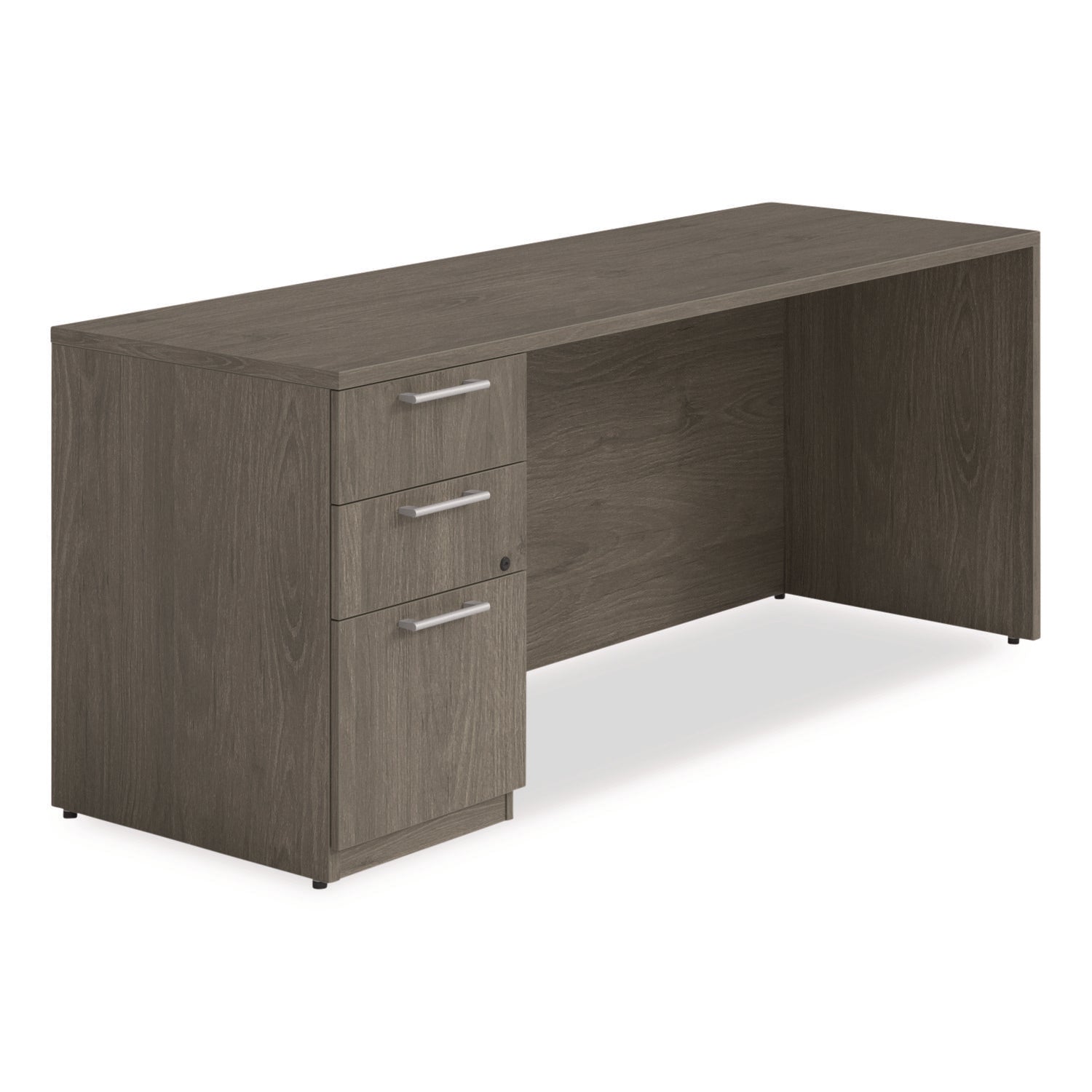 Alera Seville Series Walnut Credenza with Left Pedestal - 72
