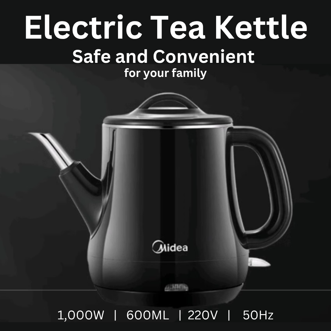 Midea 600ml Electric Tea Kettle - Fast Boiling, Auto Shut-Off & BPA-Free for Safe Family Use - Perfect for Home, Office, Dorm & Travel
