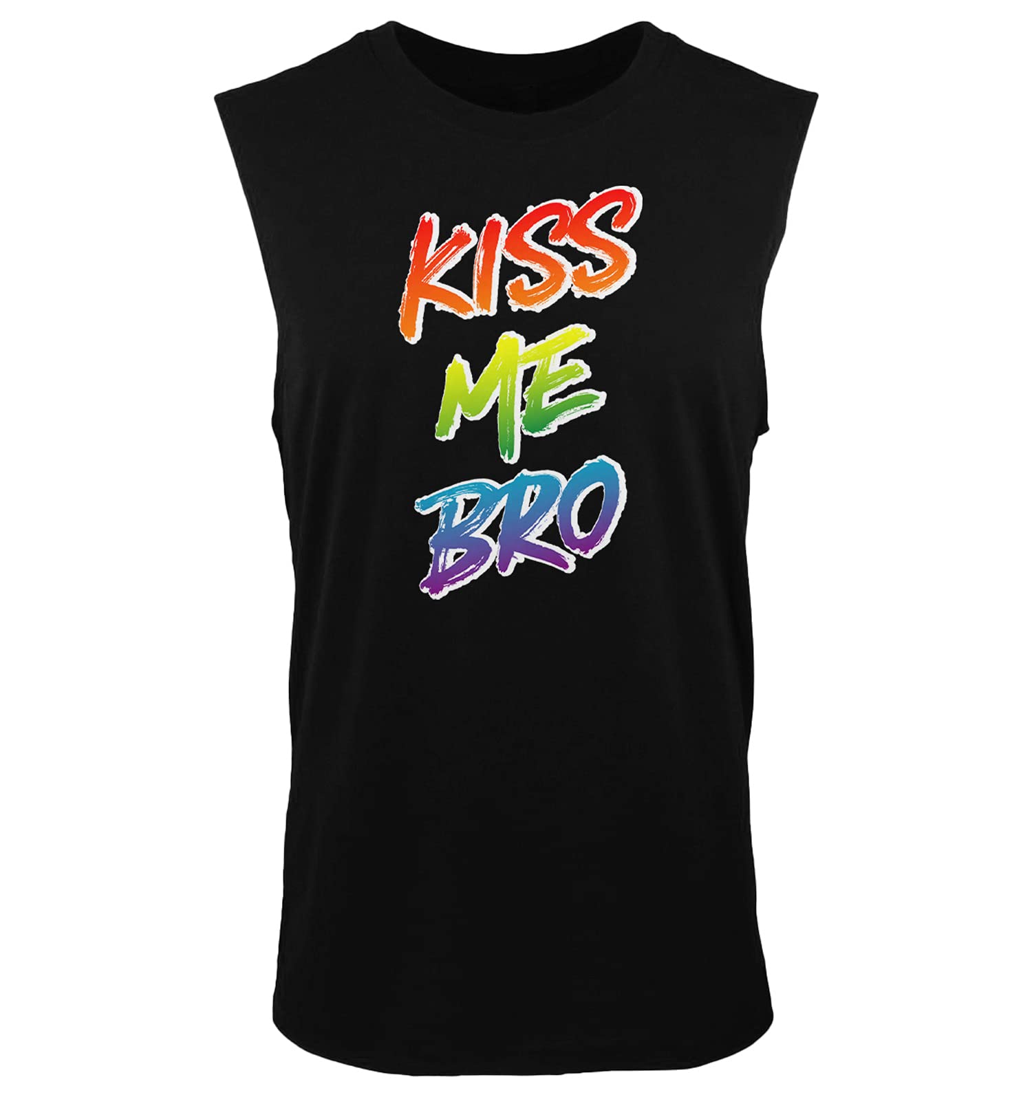 Kiss Me Bro - LGBTQ Pride Month Men's Sleeveless Shirt for Gay Pride Parades & Festivals | Rainbow Flag Design Tank Top for Summer Celebrations