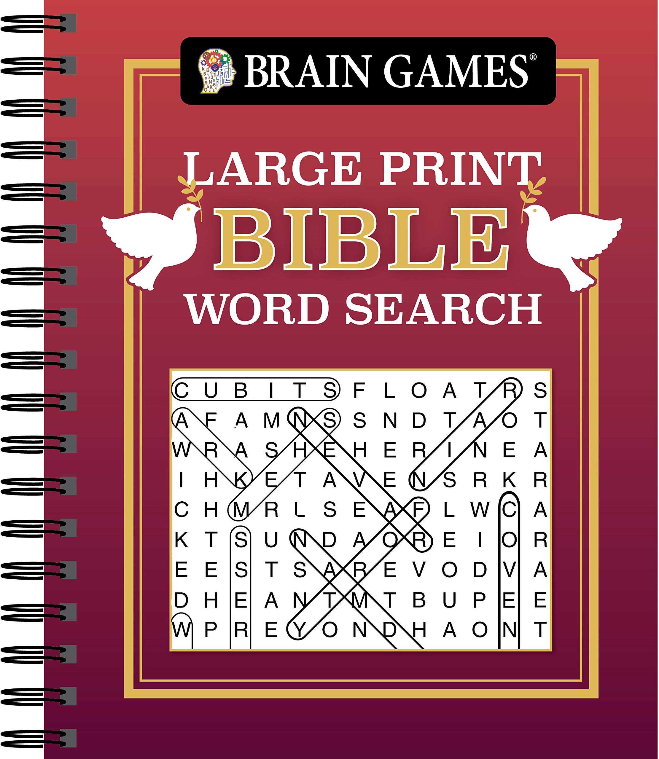 Brain Games - Large Print Bible Word Search Puzzle Book (Red) | Fun & Relaxing Christian Activity for Adults & Seniors | Perfect for Church Groups, Bible Study & Quiet Time