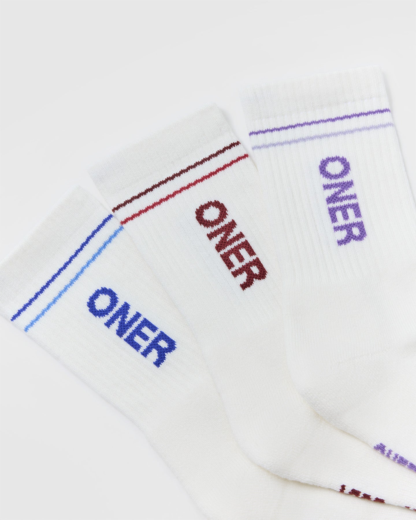 Oner Crew Socks 3 Pack - Soft Cotton Athletic Socks for Men & Women | Off White/Multi Color | Comfortable for Running, Gym & Everyday Wear