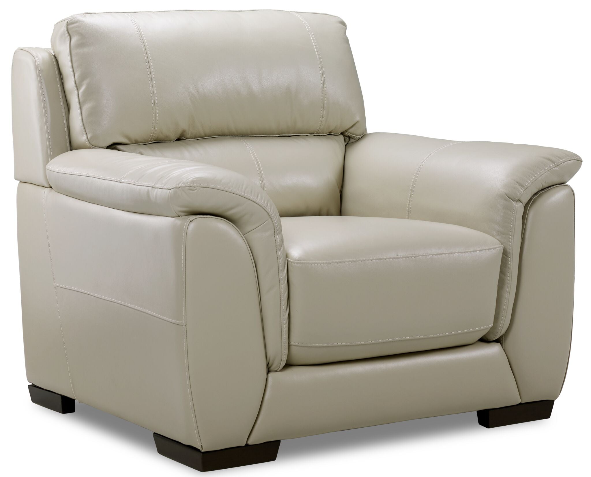 Premium Avalon Leather Chair in Oyster Grey Cream - Modern Living Room Accent Furniture for Home Office & Lounge Comfort