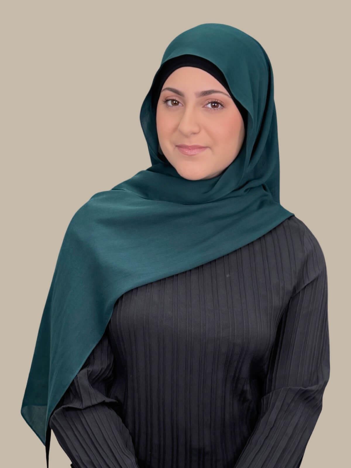 Stylish Cotton Modal Hijab for Women - Dark Aqua Scarf - Perfect for Daily Wear, Prayer, and Fashion Outfits