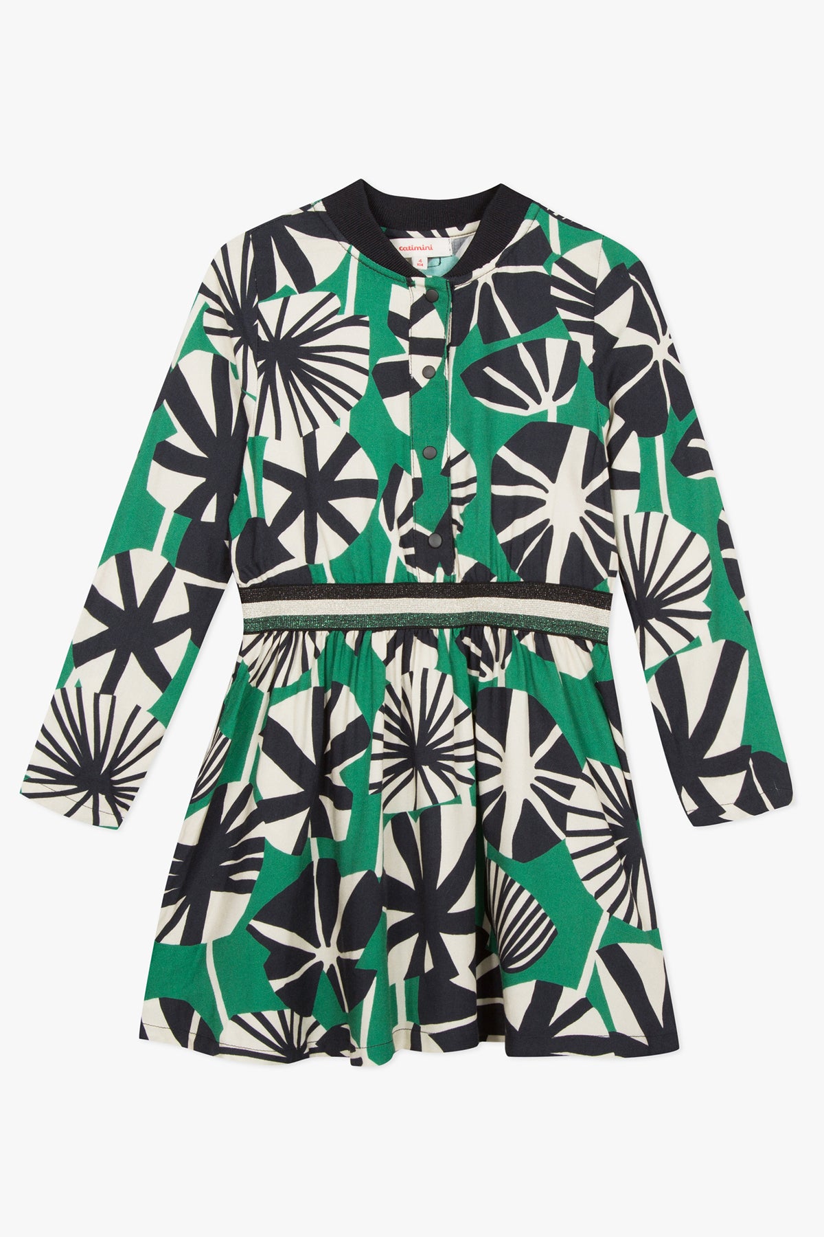 Catimini Green Floral Girls Dress Size 4 - Elegant Floral Print Summer Dress for Toddler Girls | Perfect for Birthday Parties, Family Photos & Special Occasions