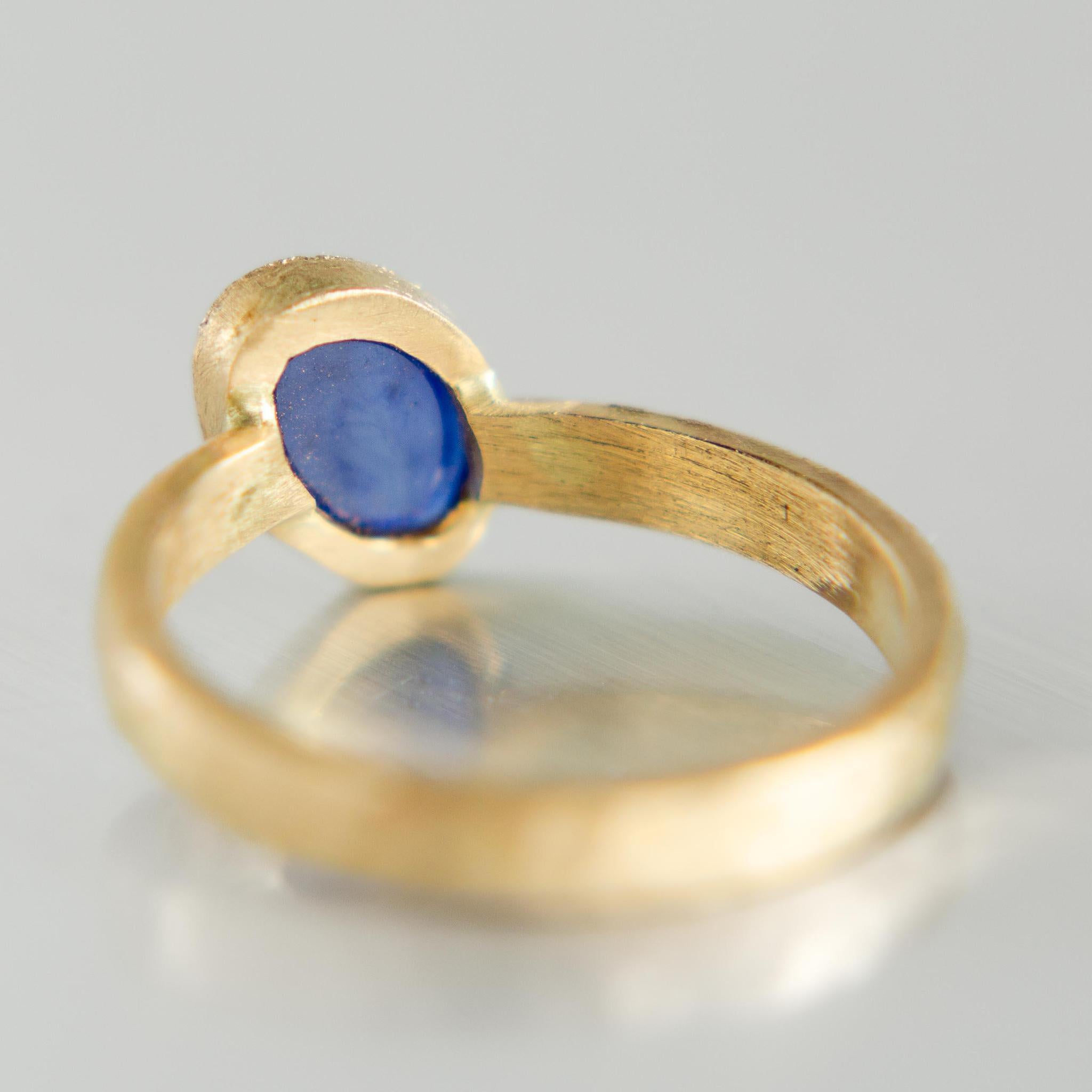 14K Yellow Gold Blue Sapphire Aurora Ring - Elegant & Timeless Jewelry for Women, Perfect for Engagement, Wedding & Special Occasions
