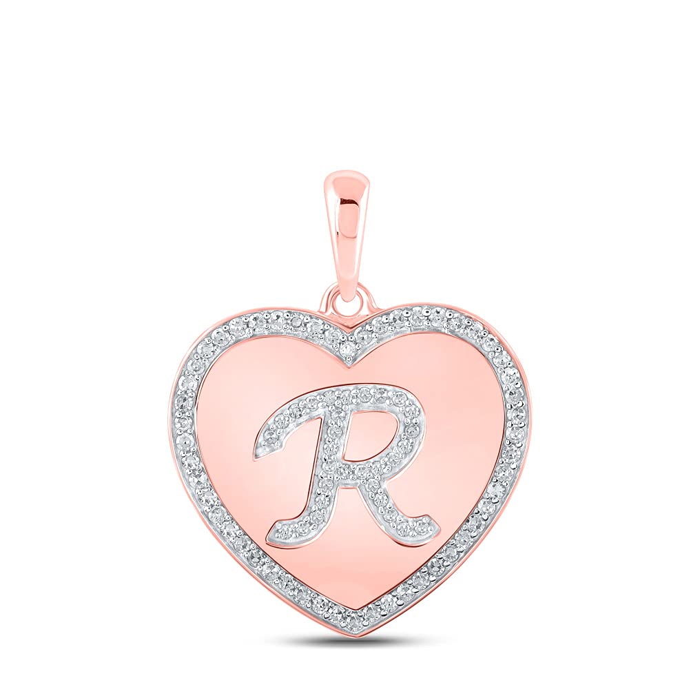 10K Rose Gold Women's Round Diamond Heart 