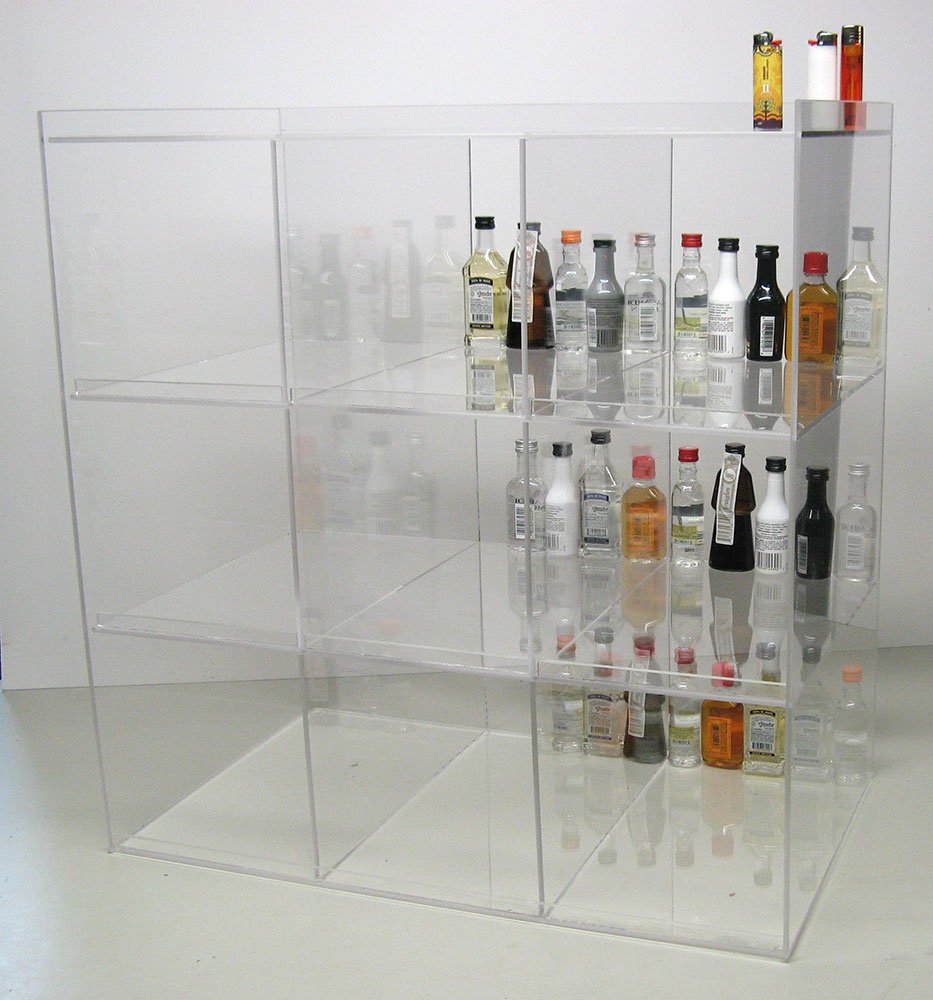 50ml Mini Liquor Sampler Bottles - Clear Commercial Display for Shots, Airplane Bottles & POS Items - Perfect for Bars, Restaurants & Retail Stores