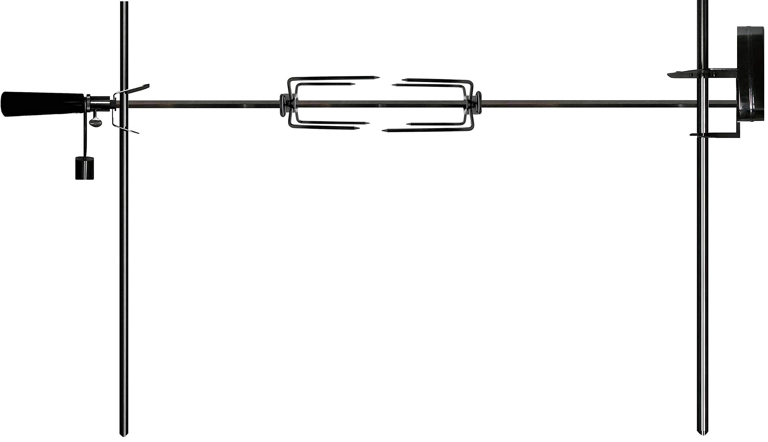 OneGrill Cordless Dual Post Open Fire Rotisserie System - 45 Inch Chrome with Matte Black Motor - Perfect for Backyard BBQs, Camping & Outdoor Cooking
