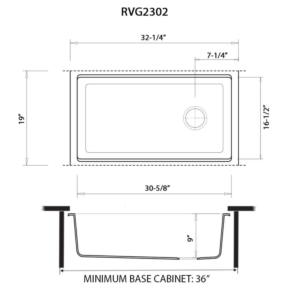 Ruvati RVG2302BK 33-inch Granite Composite Kitchen Sink Workstation - Undermount Black Single Bowl for Modern Kitchens | Perfect for Meal Prep, Dishwashing & Entertaining