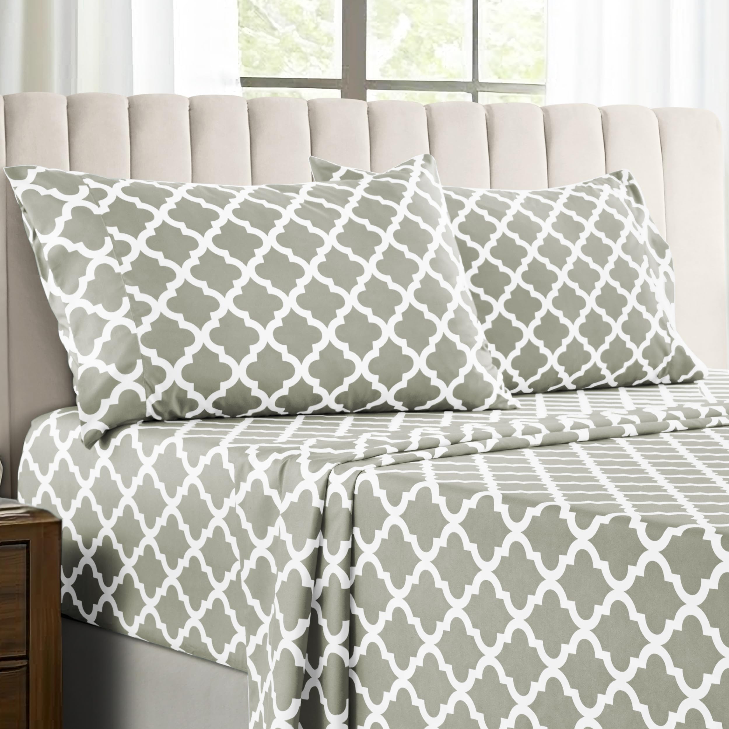 Luxury 4-Piece Queen Size Sheet Set - Breathable Microfiber Bedding with Deep Pockets | Hotel Style, Wrinkle-Free & OEKO-TEX Certified | Perfect for Master Bedroom, Guest Room & Vacation Homes (Taupe)
