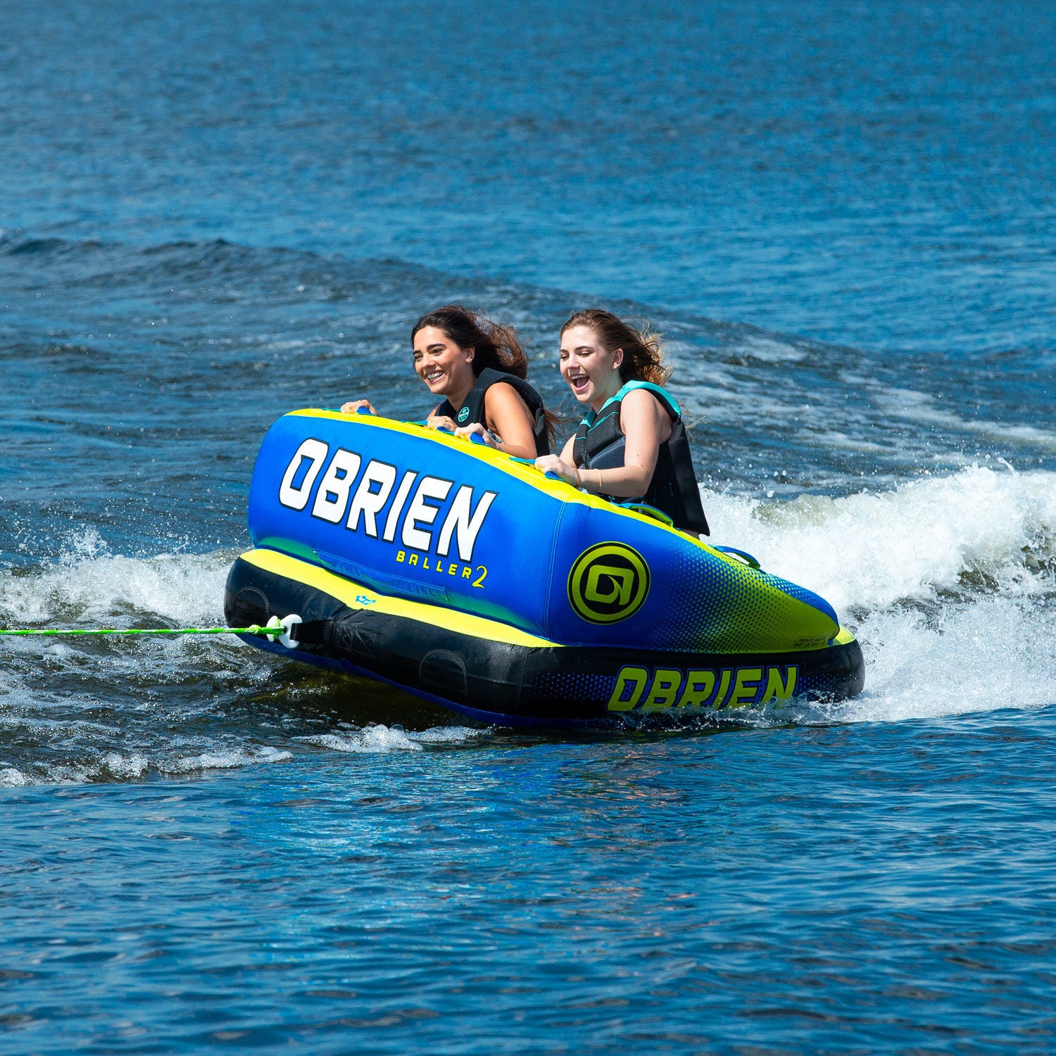 O'Brien Baller 2 Soft Top Towable Tube - 2 Rider Inflatable Water Tube for Boating & Lake Fun - Perfect for Family & Friends Summer Activities