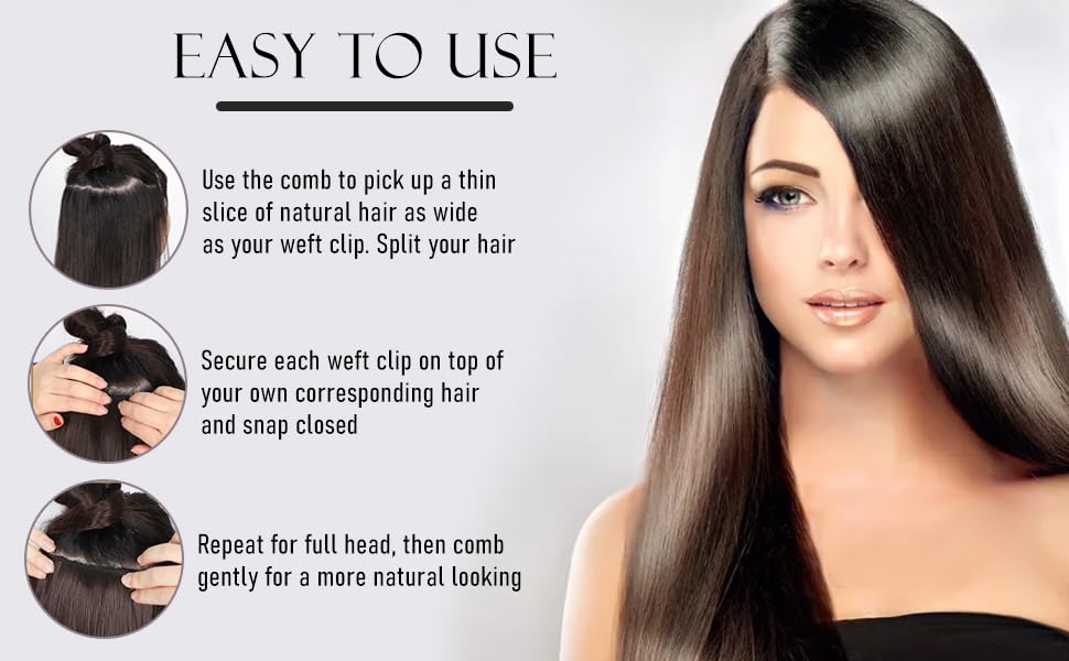 MoonEyes 24 Inch Natural Black Straight Hair Extensions - High Temperature Synthetic Fiber Clip-in Hairpiece (5 Clips) for Women & Girls | Perfect for Daily Styling, Parties & Special Occasions